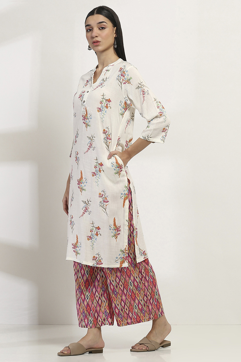 White Viscose Rayon Straight SET image number 3