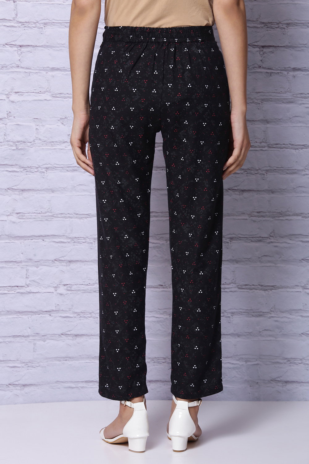 Black Viscose Straight Pants image number 5