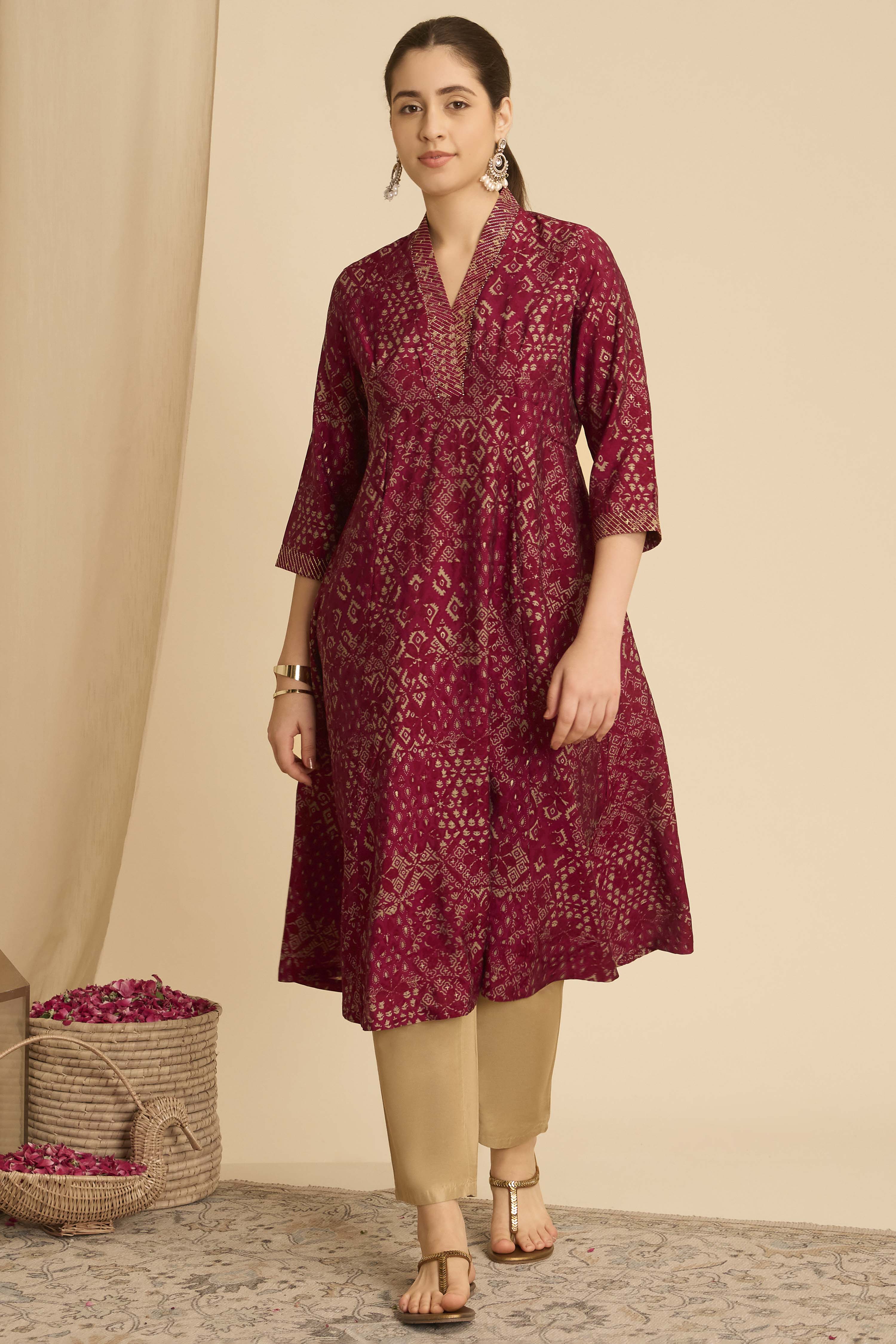 Green Viscose Blend A-Line Printed Kurta image number 5