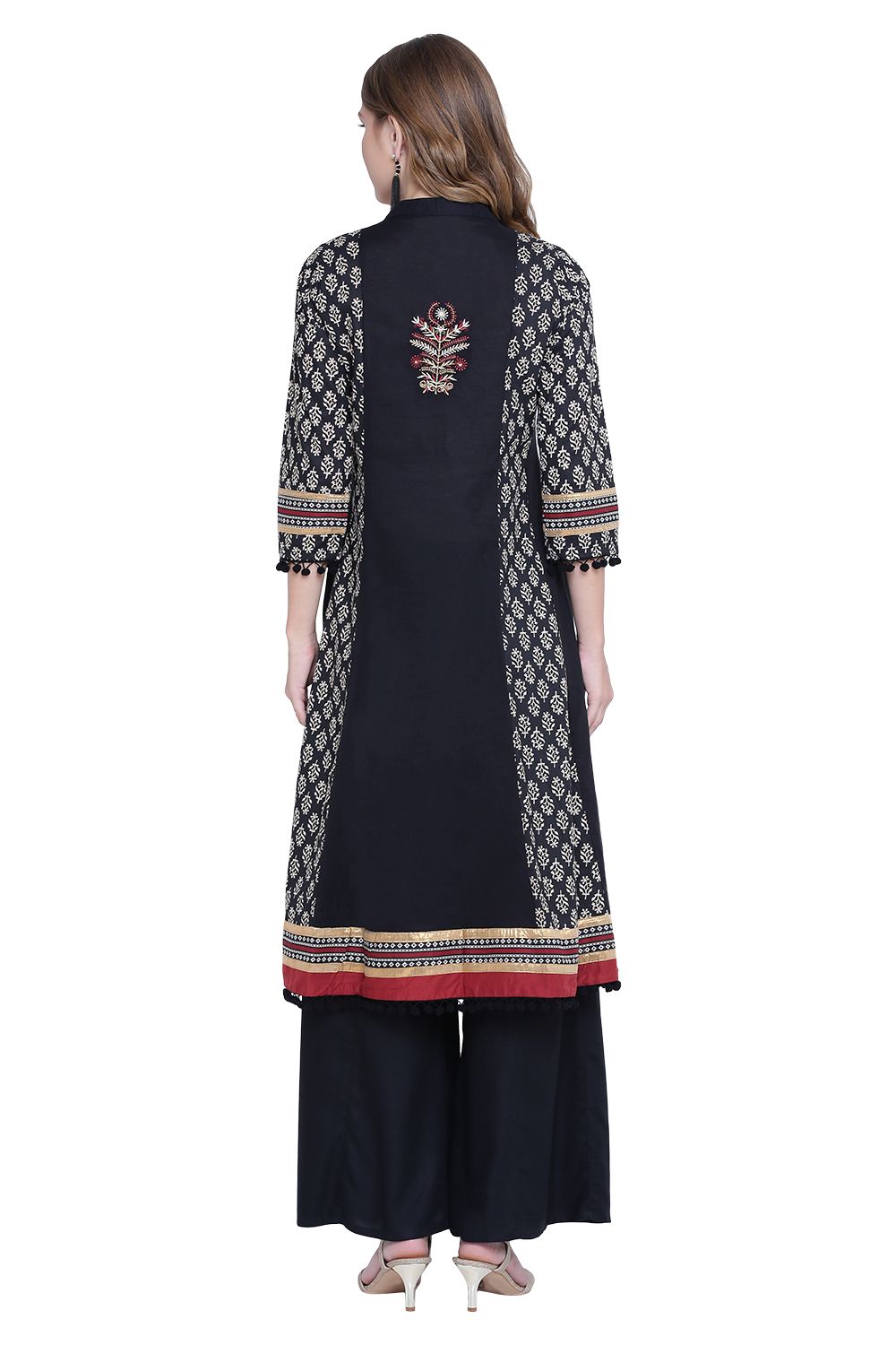 Black Kalidar Cotton Kurta image number 4