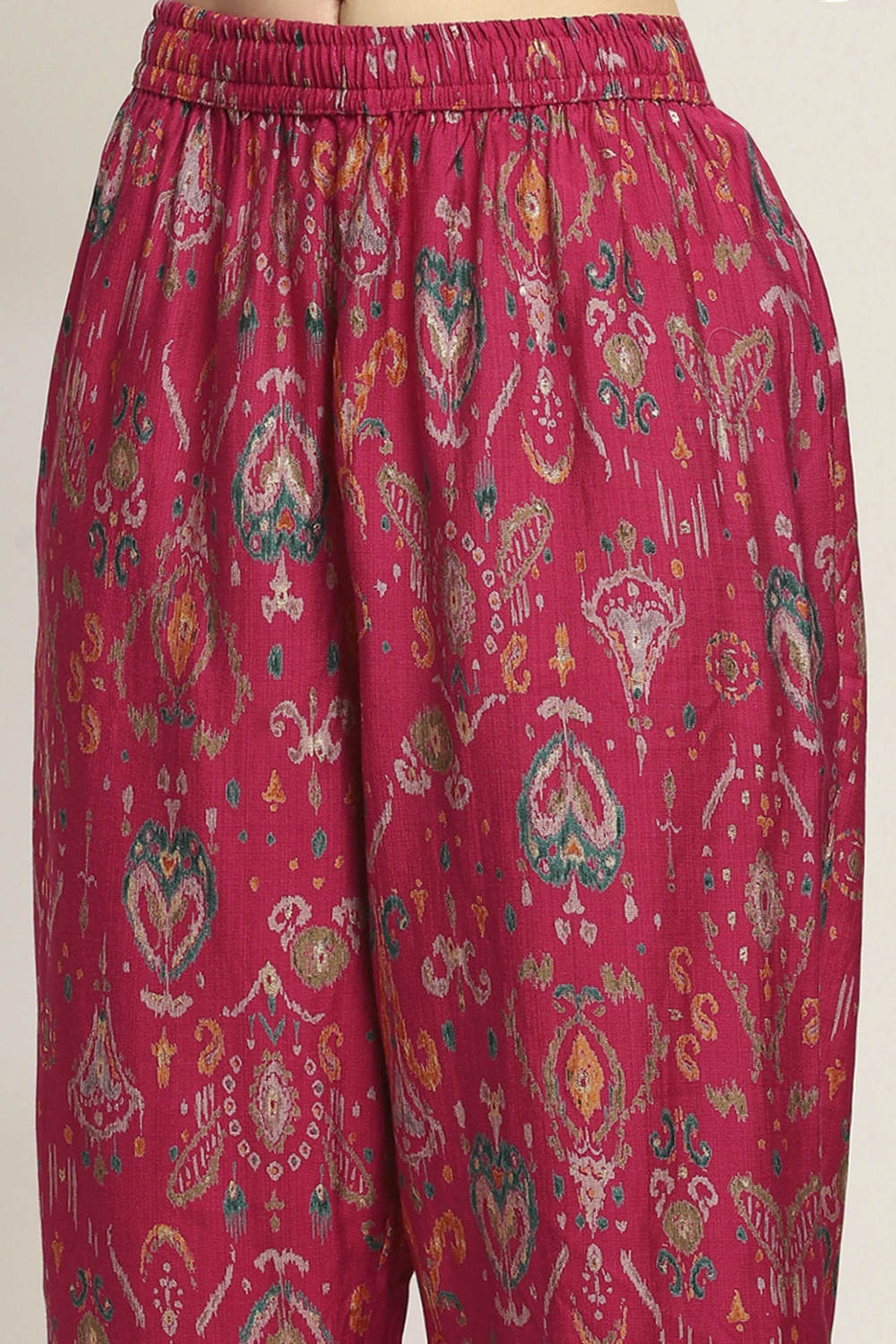 Black Viscose Blend Printed A-Line Kurta Pants Set image number 2