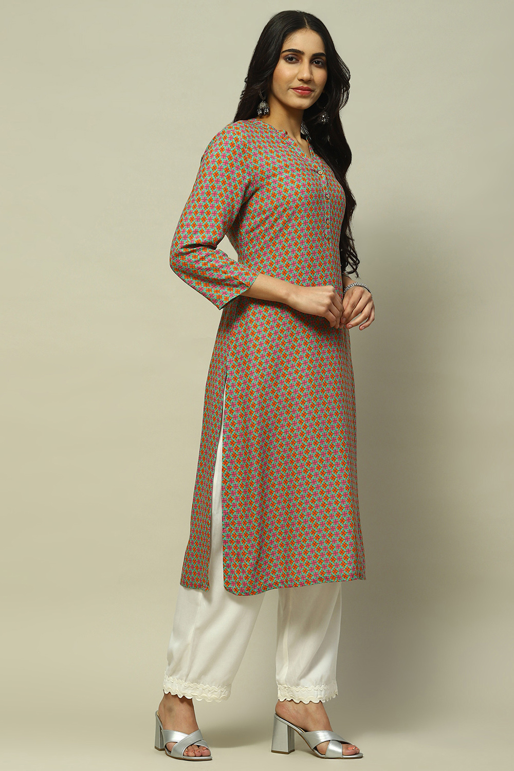 Green Rayon Staight Kurta image number 4