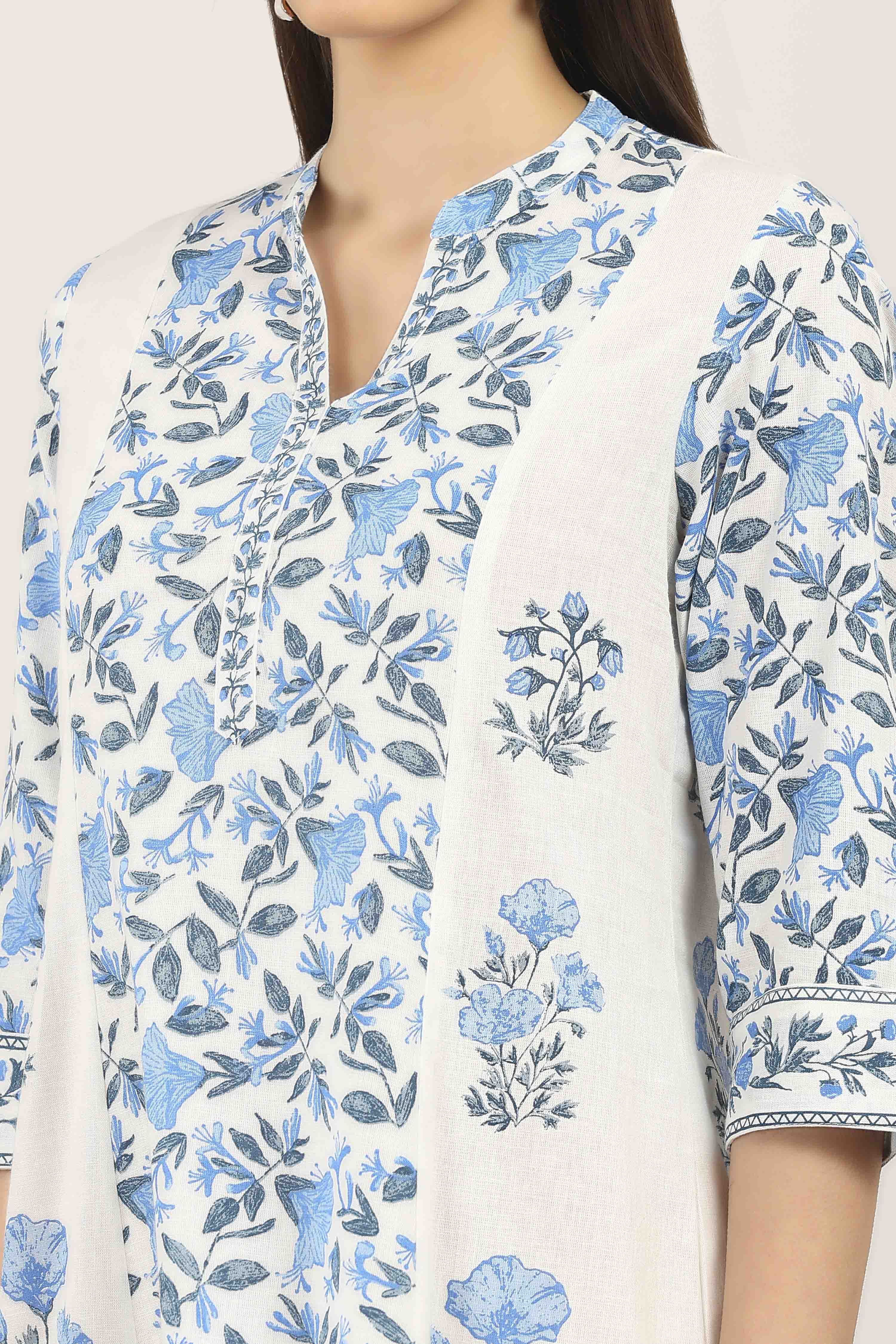 Blue Cotton Blend Cotton Flex Kurta Pants Set image number 1