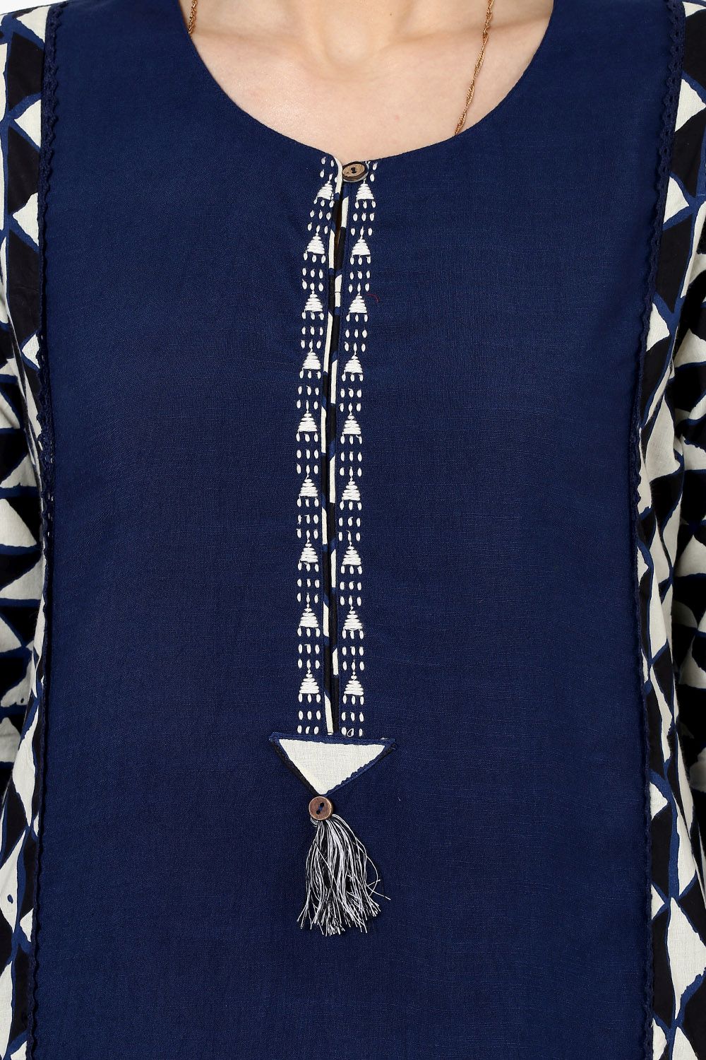 Indigo A-Line Viscose Rayon Kurta image number 4