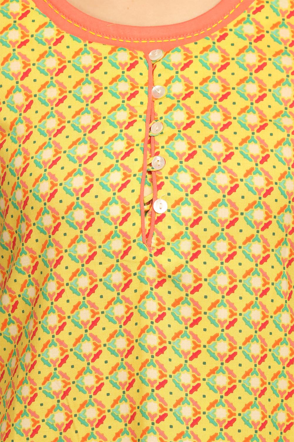 Yellow Asymmetric Viscose Rayon Indie Top image number 1