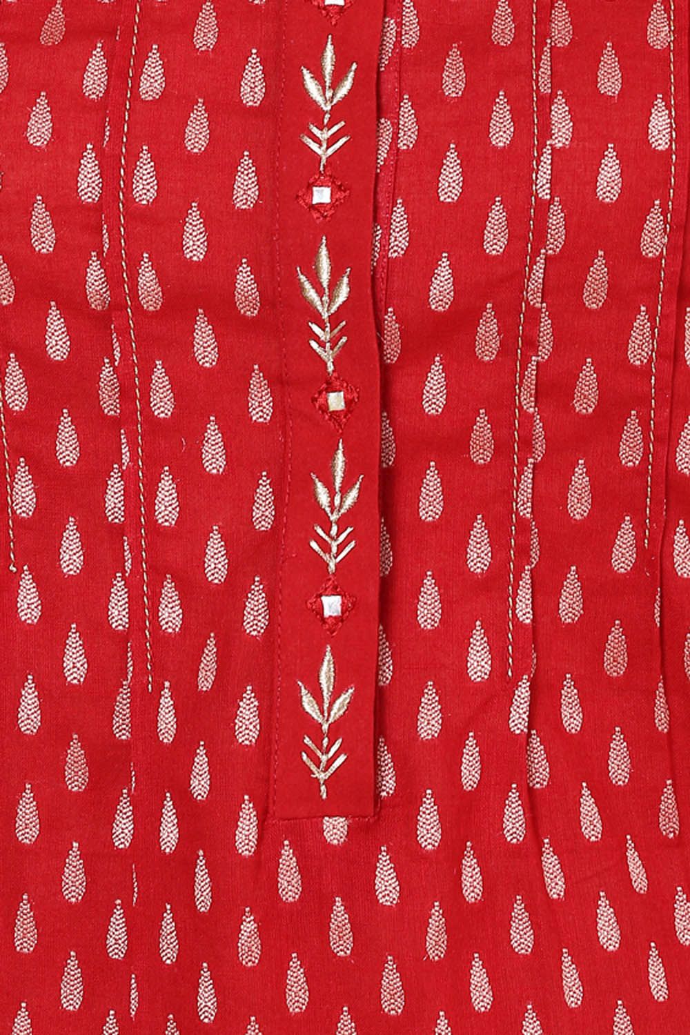 Red Straight Cotton Kurta image number 1