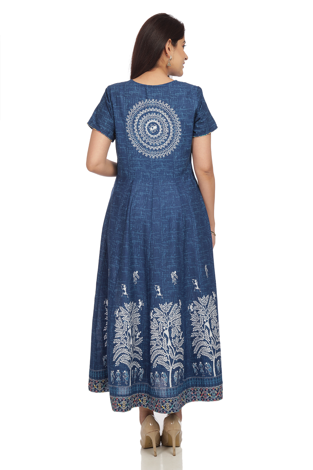 Indigo Kalidar Cotton Kurta image number 4
