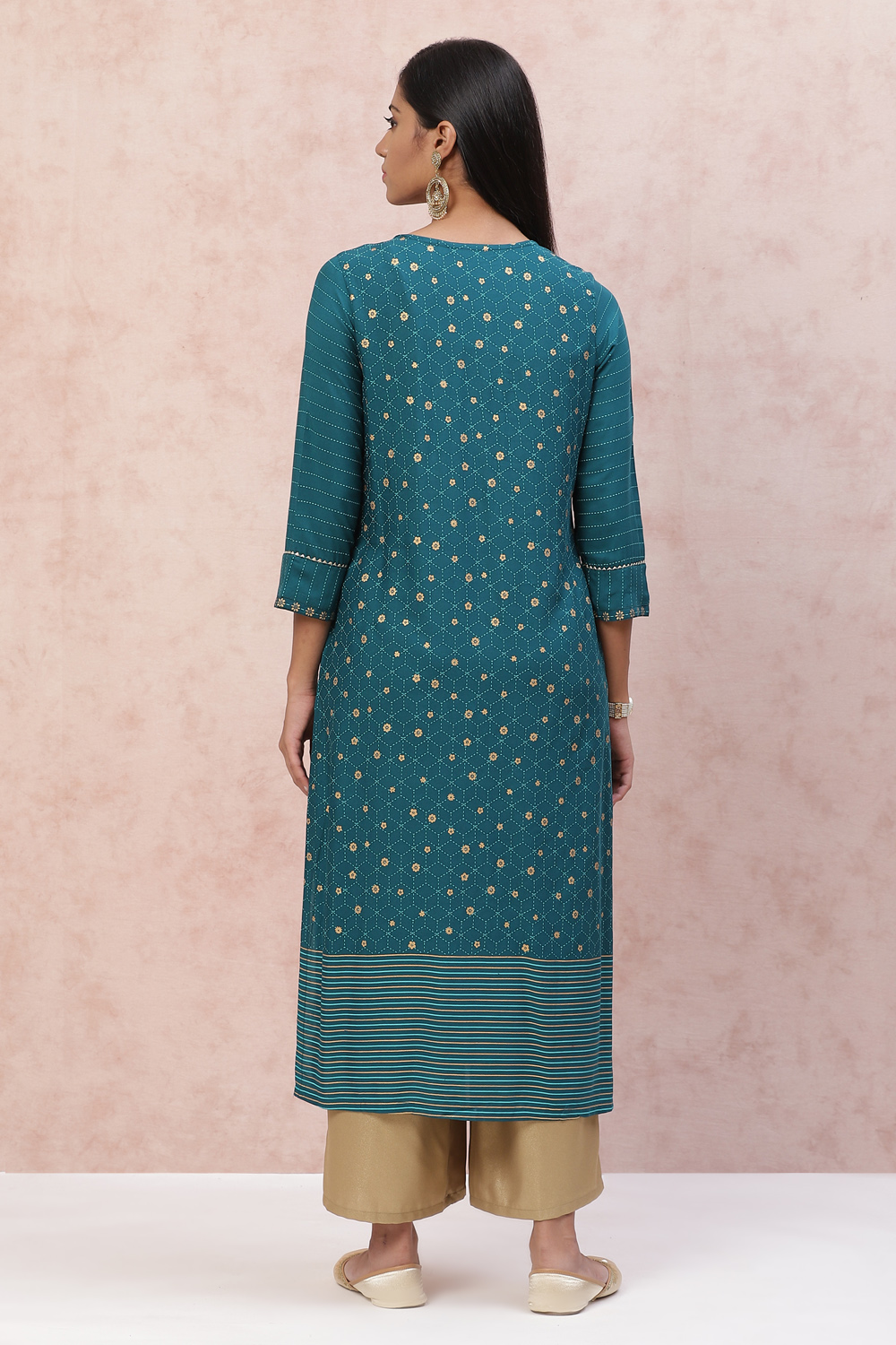 Dark Green Viscose Rayon Straight Kurta image number 4