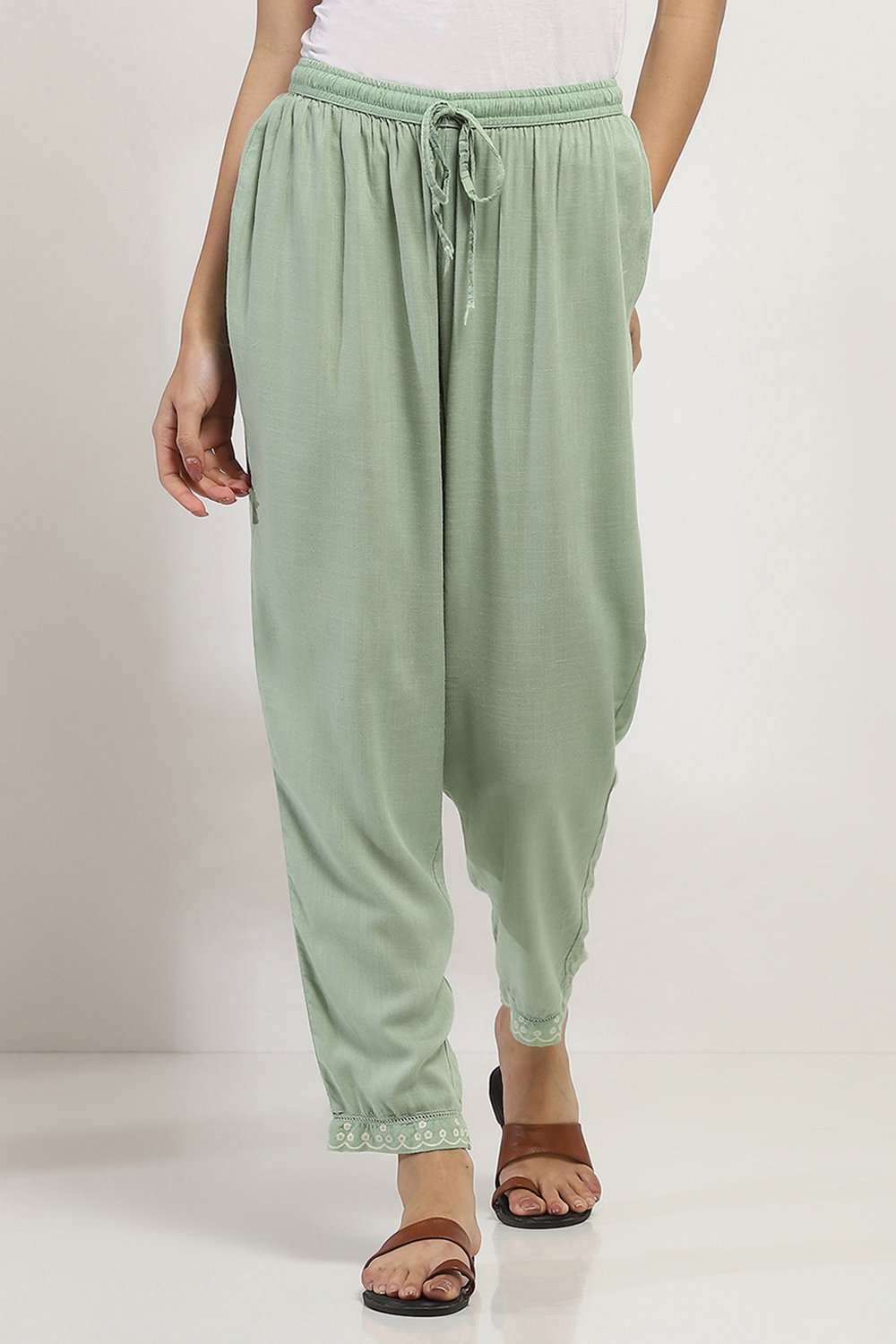 Sage Green Viscose Rayon Pants image number 5
