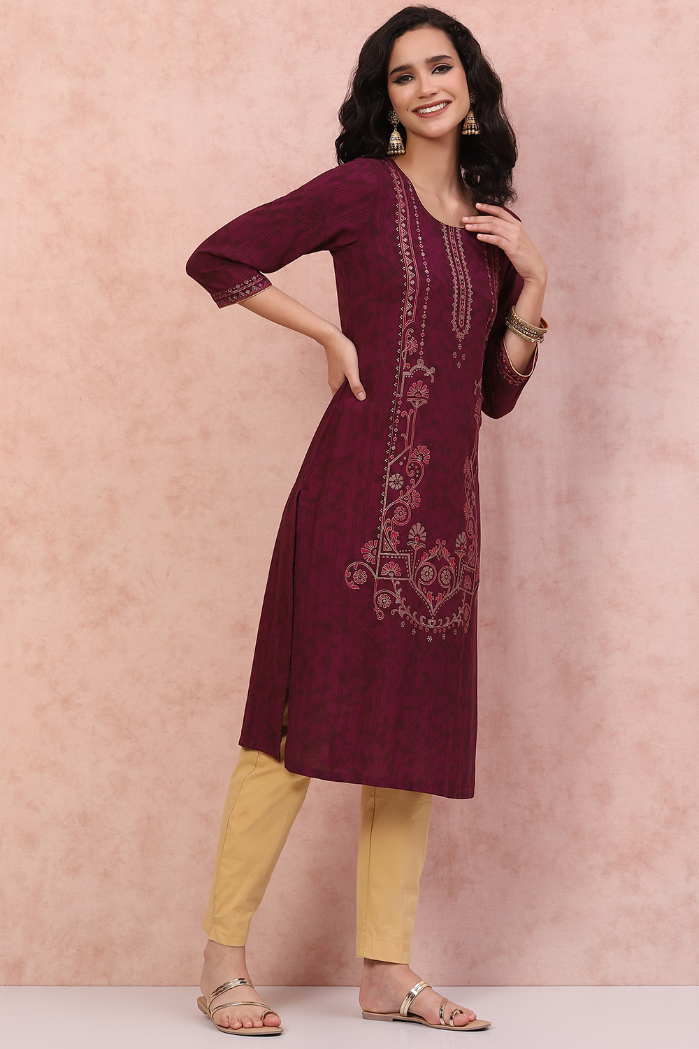 Phalsa LIVA Straight Kurta image number 3