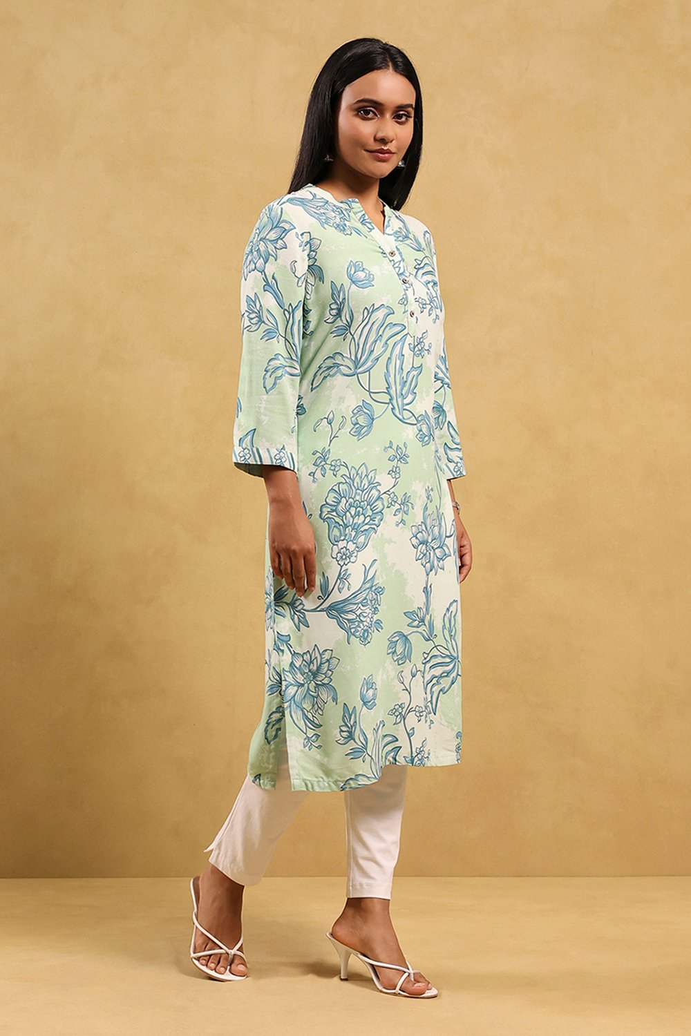 Black Viscose Rayon Printed Straight Kurta image number 4