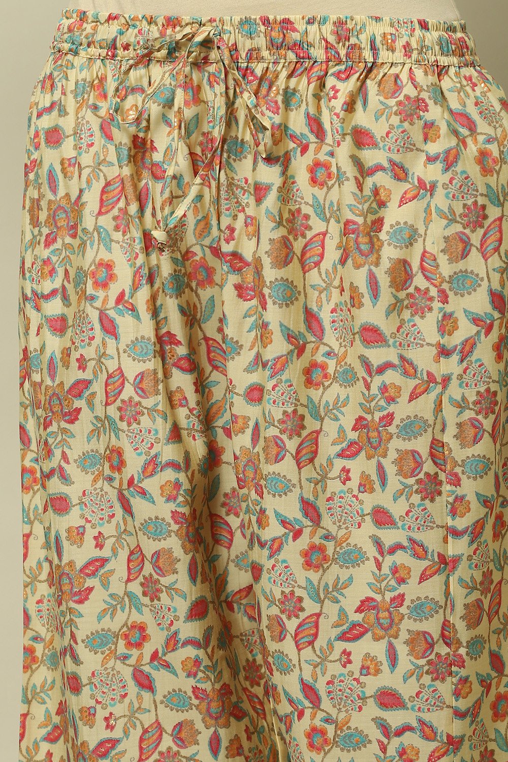Ecru Viscose Blend Floral Printed Straight Co-ord Set image number 2