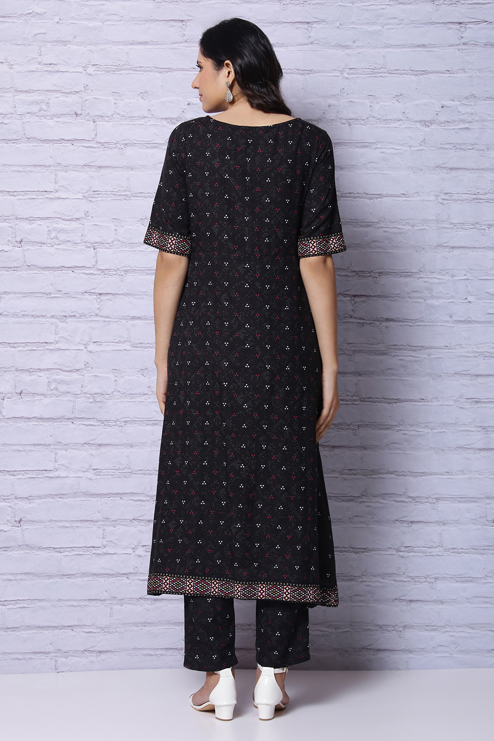 Black Viscose A Line Kurta image number 6
