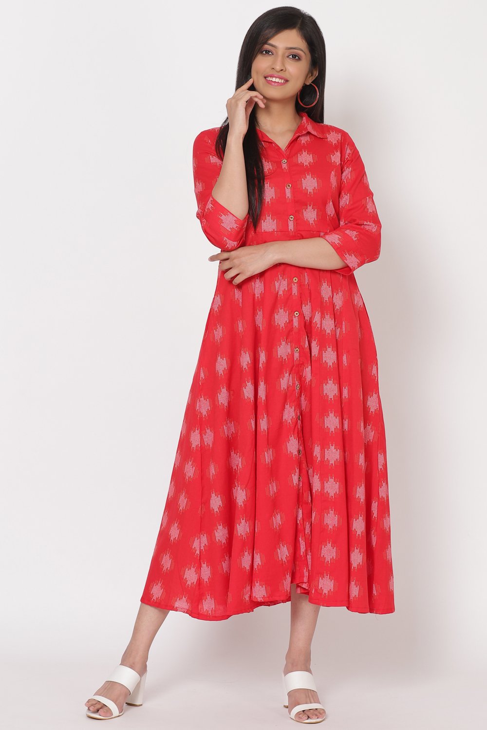Red Cotton Flex Dress image number 2