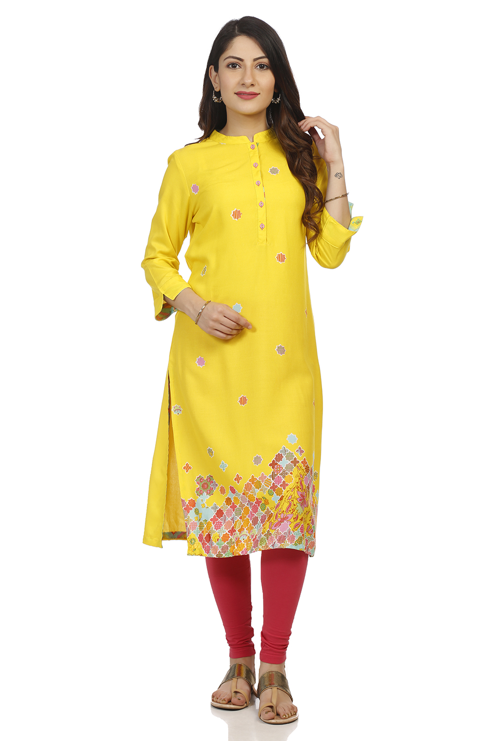 Yellow Straight Viscose Rayon Kurta image number 0