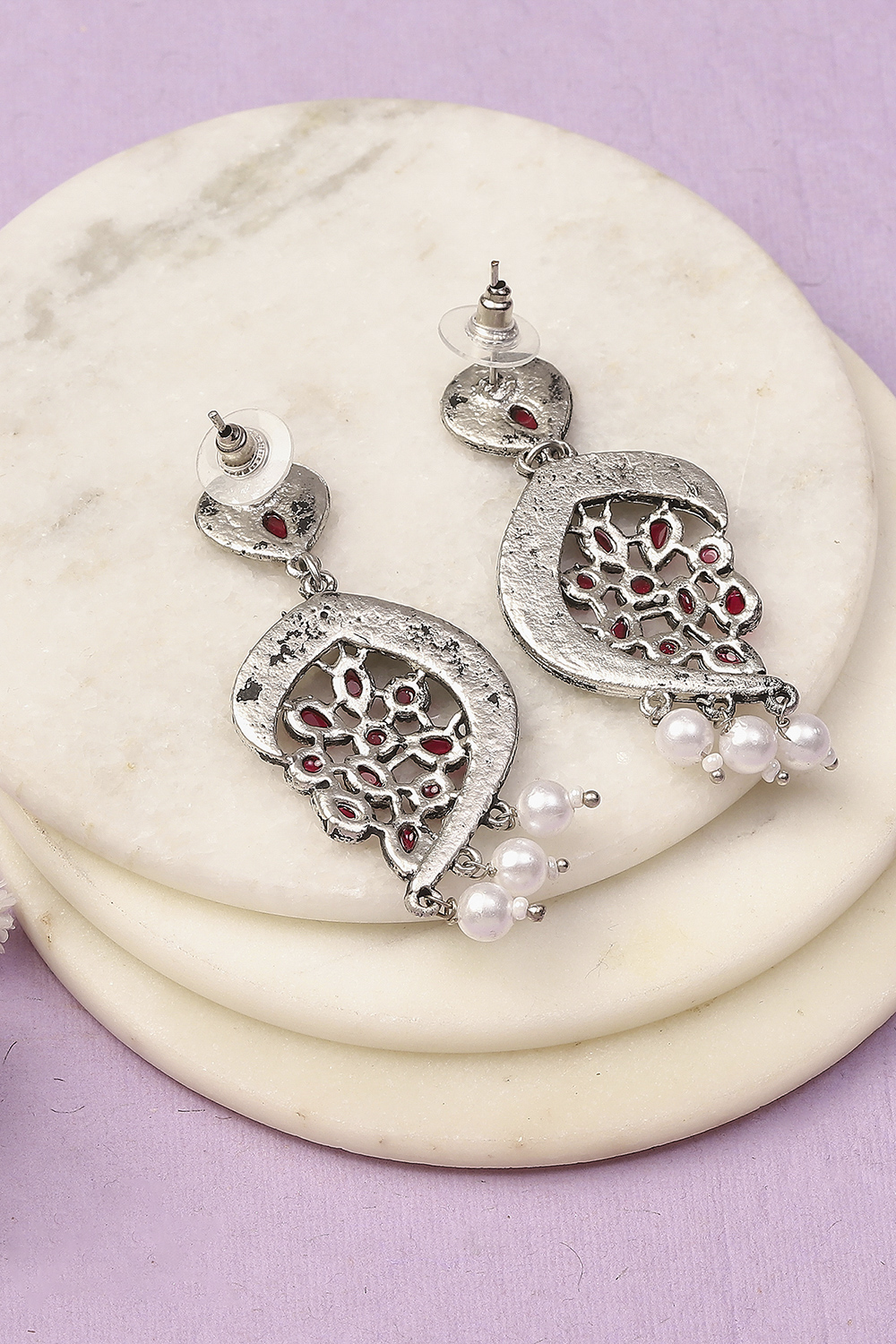 Pink Oxidised Alloy Earrings image number 2