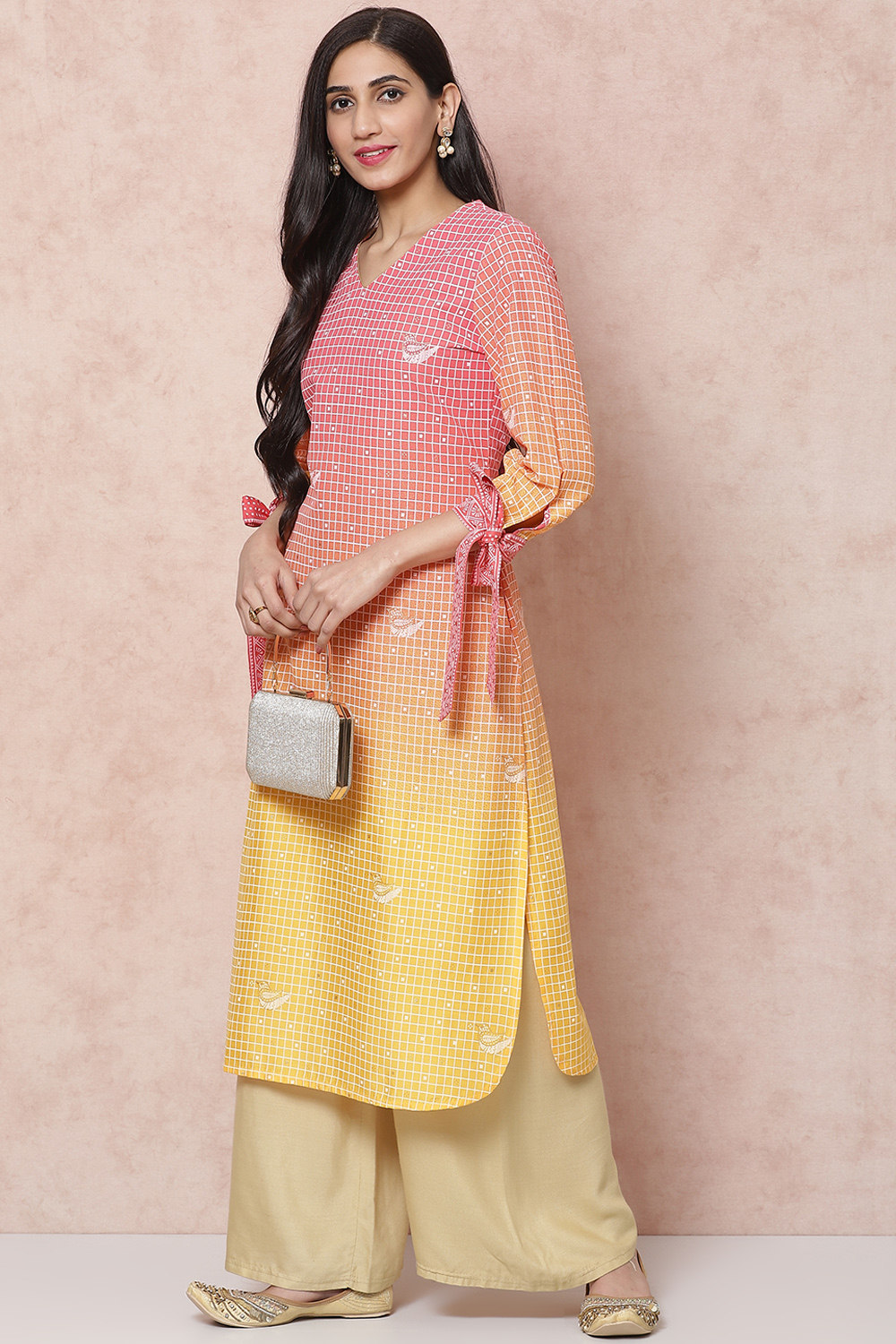 Yellow LIVA Straight Kurta image number 5