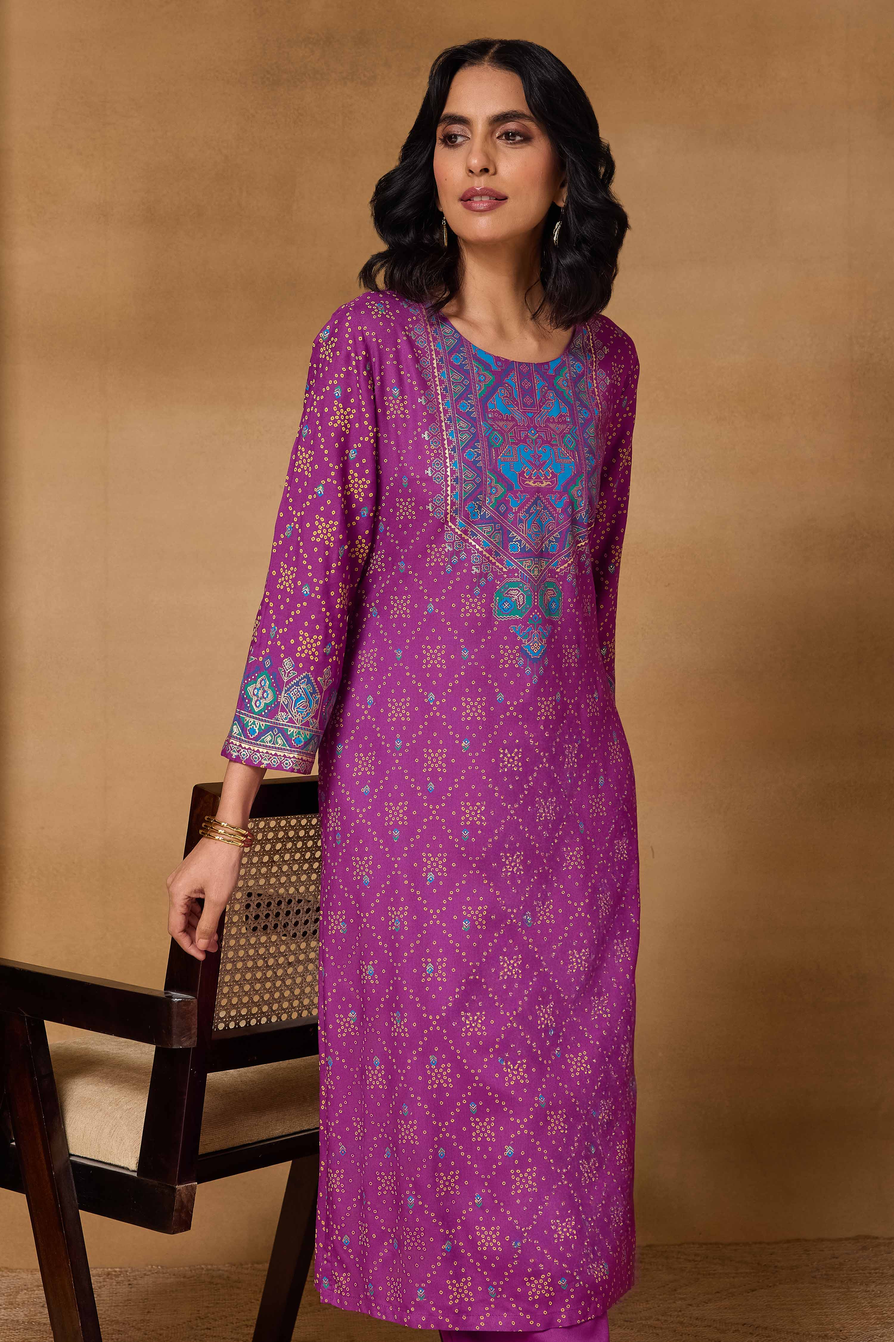 Emerald Green Viscose Rayon Straight Printed Kurta Pants Set image number 8