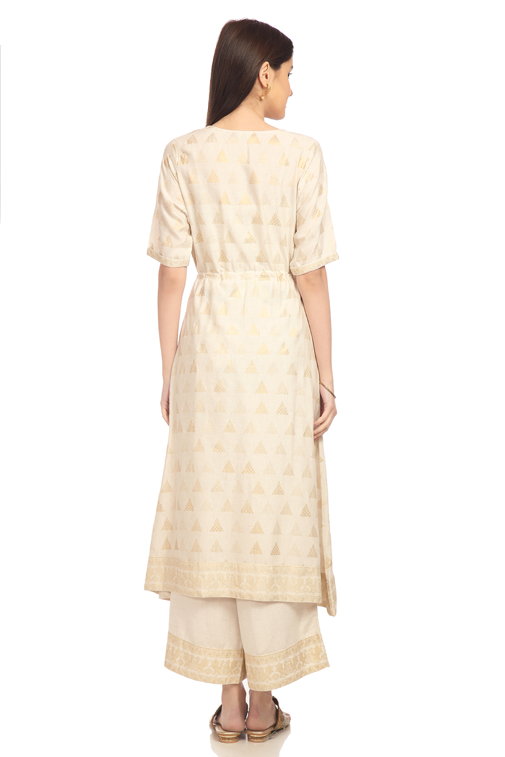 Ecru Flared Viscose Dress image number 4