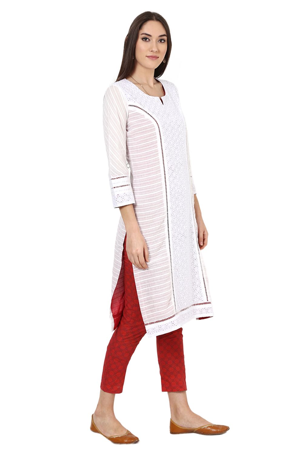 White Straight Dobby Kurta image number 2