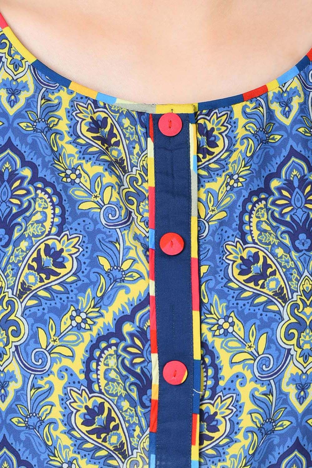 Indigo Kalidar Polyester Kurta image number 5