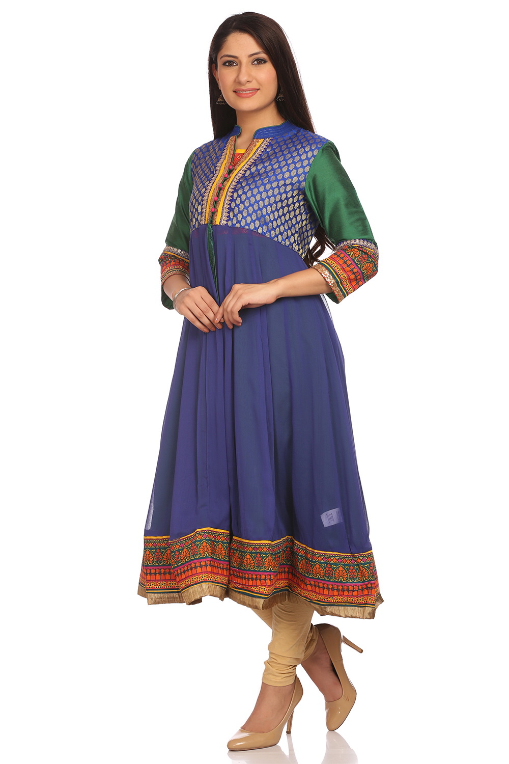 Blue Cotton Kalidar Kurta image number 2