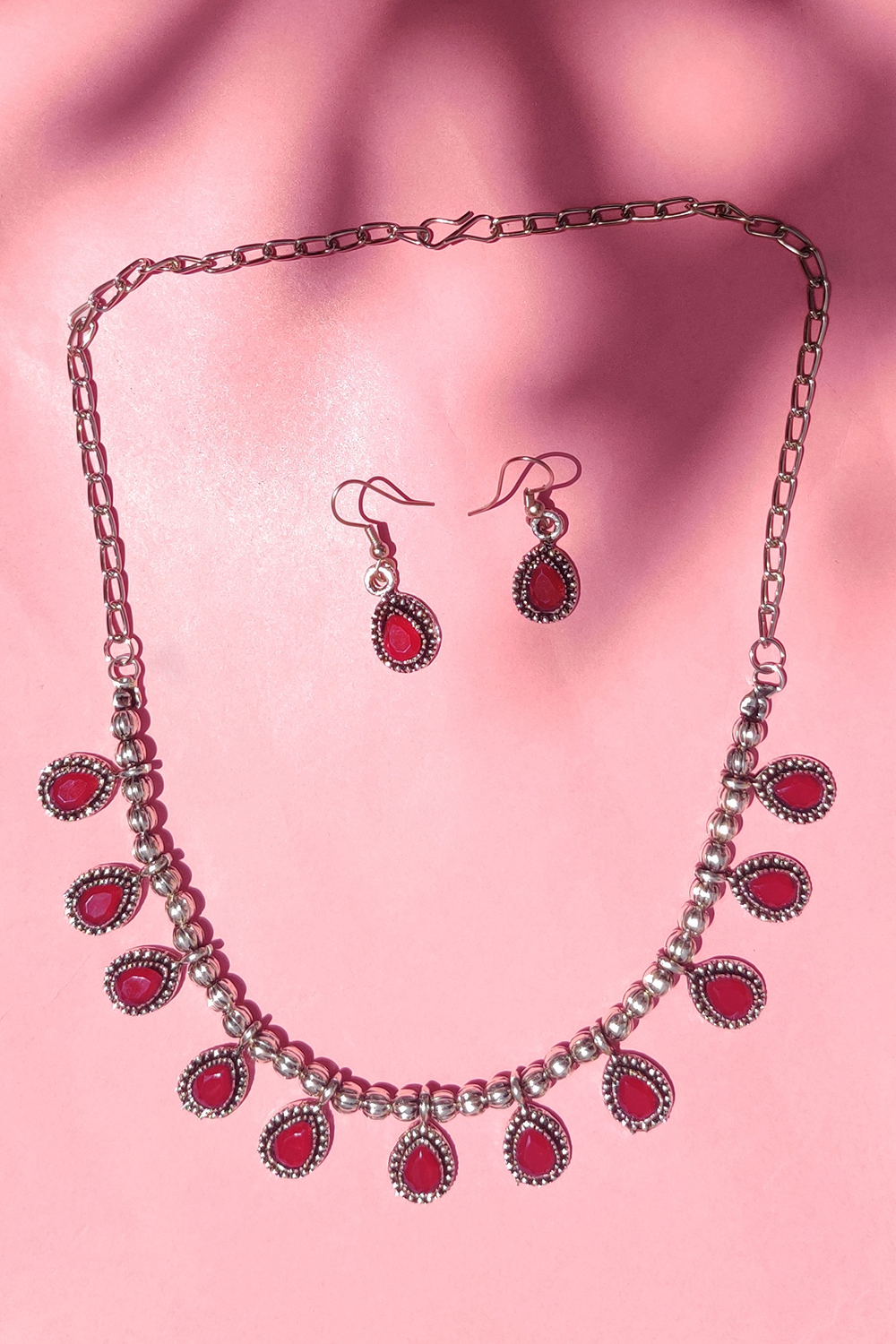 Red Metal Brass Necklace image number 0