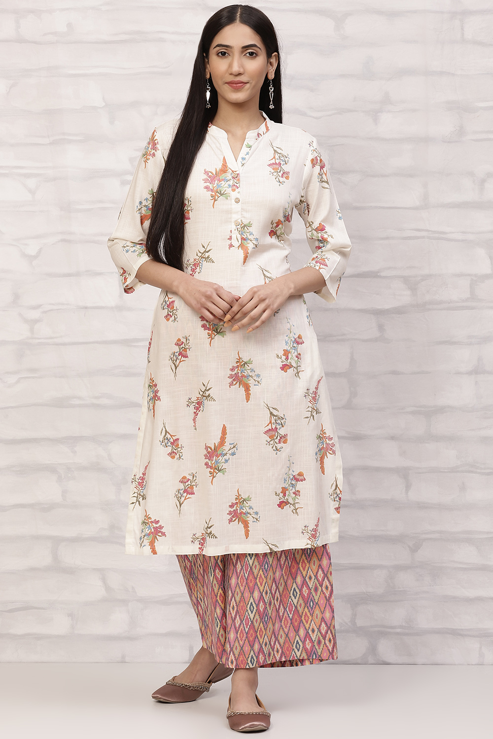 White LIVA Kurta Set image number 0