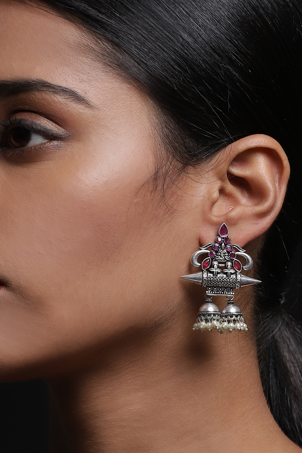 Red Metal Brass Earrings image number 0