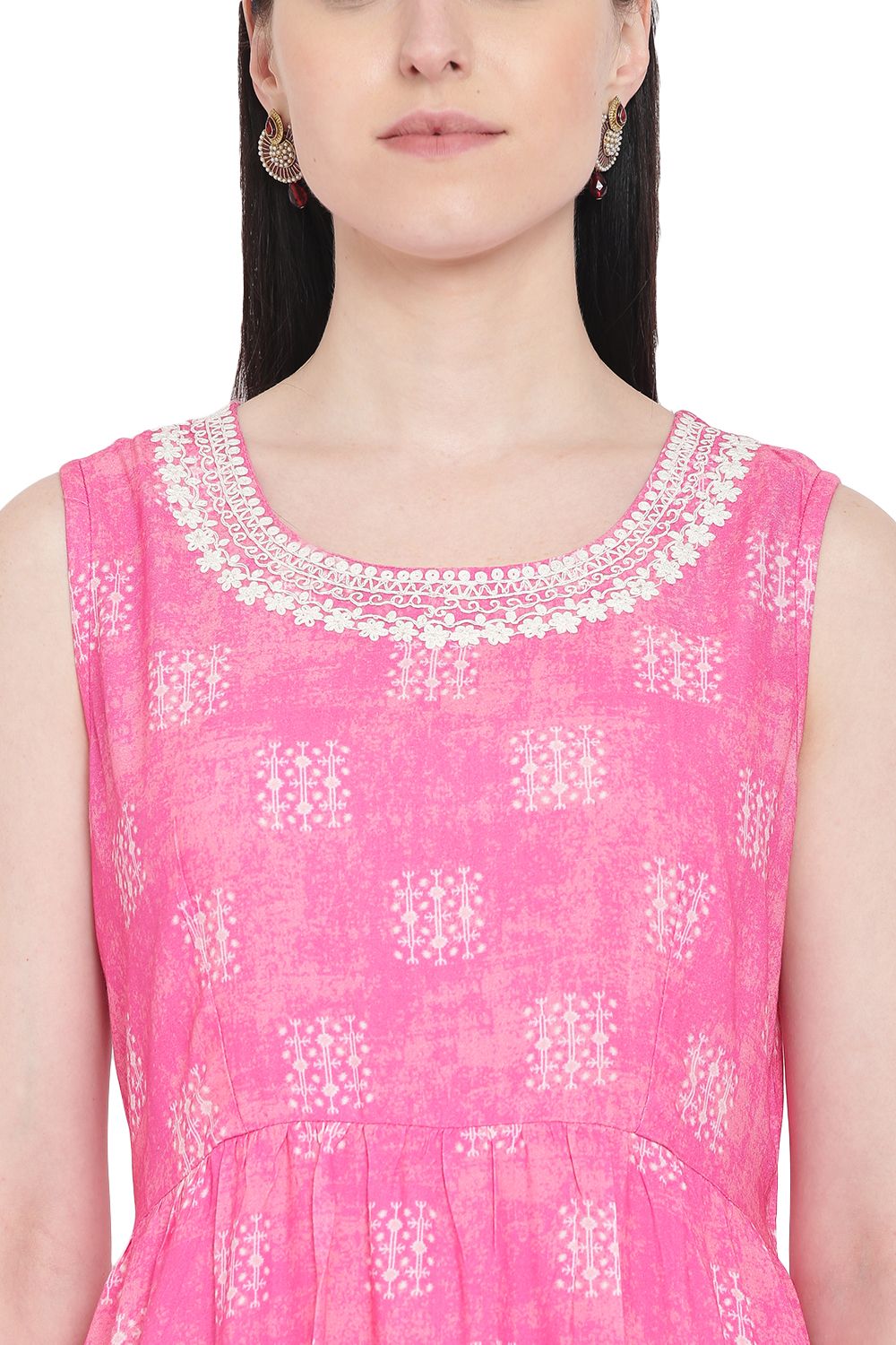 Pink Viscose Flared Kurta image number 1