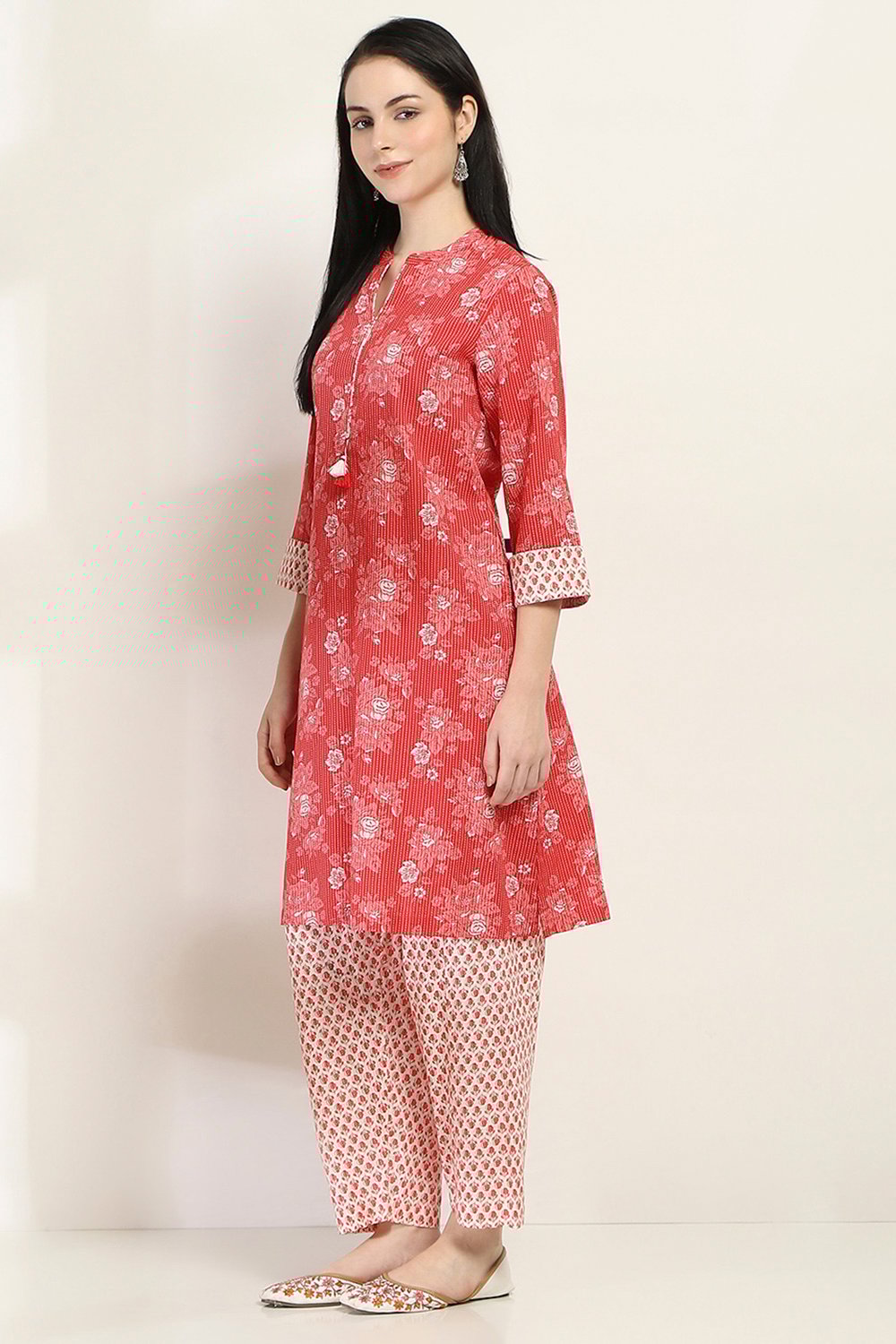 Red Cotton Straight SET image number 3