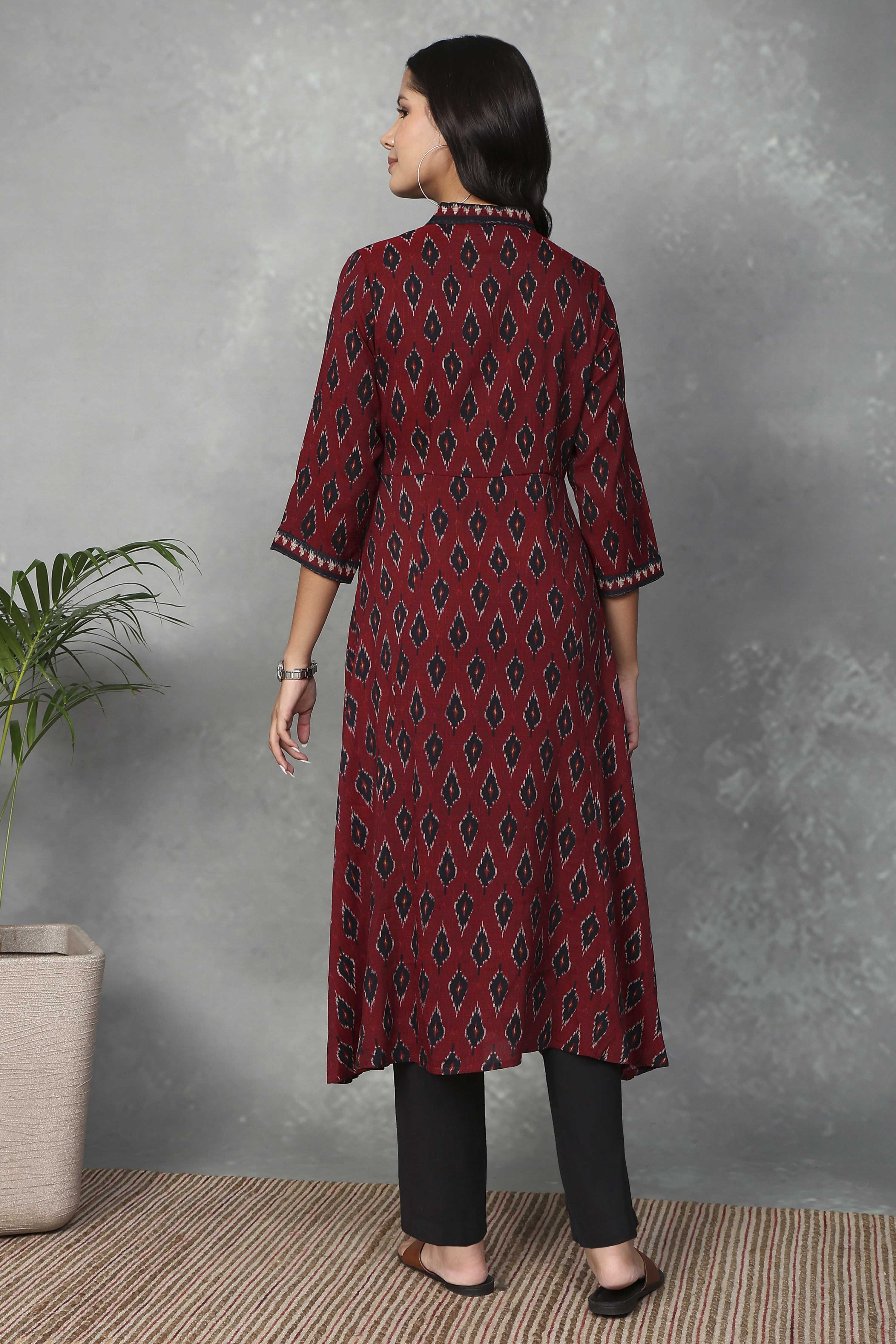 Navy Blue Viscose Polyester A-line & Kalidar Kurtas image number 3
