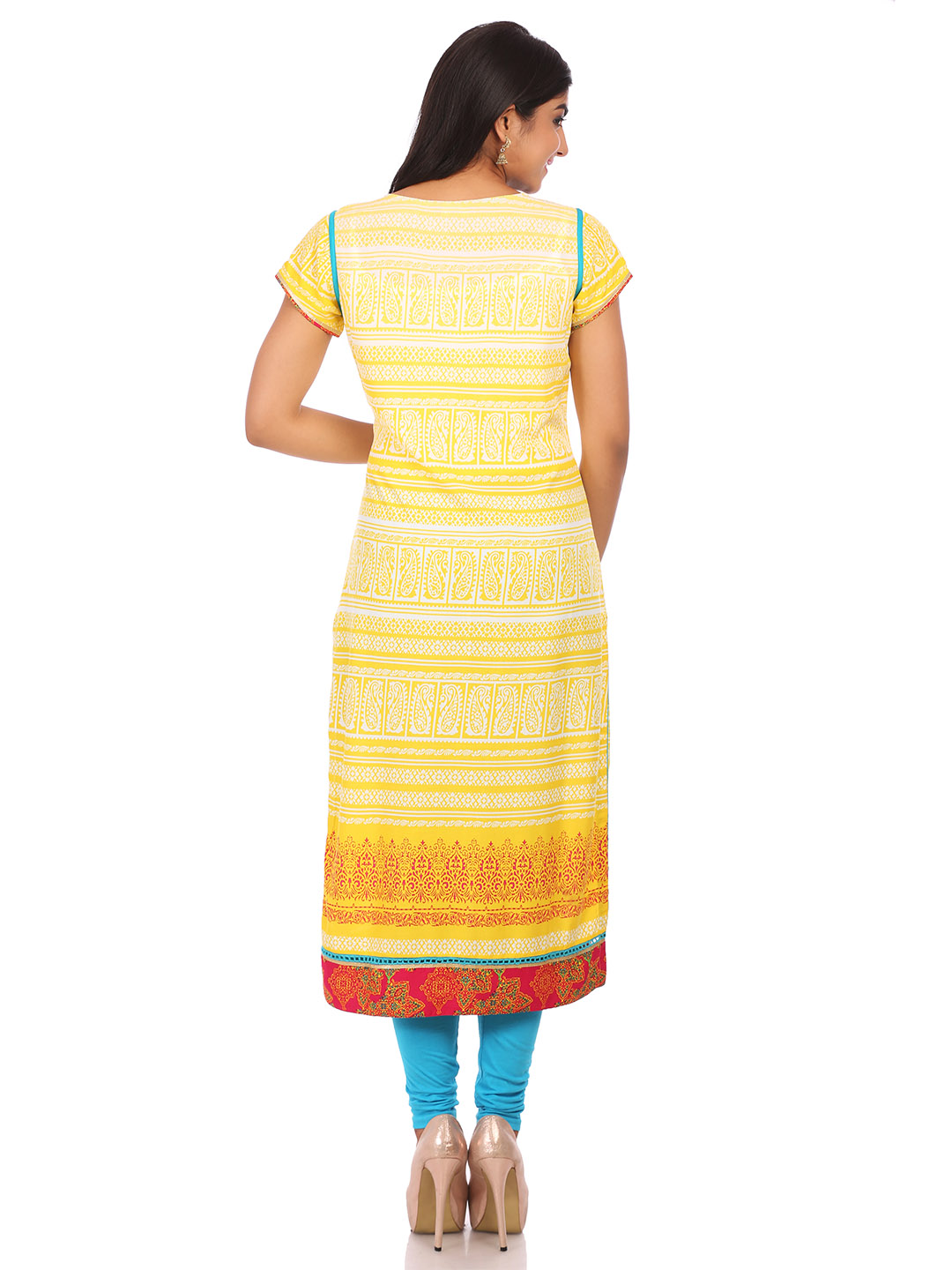 Yellow Cotton Straight Kurta image number 1