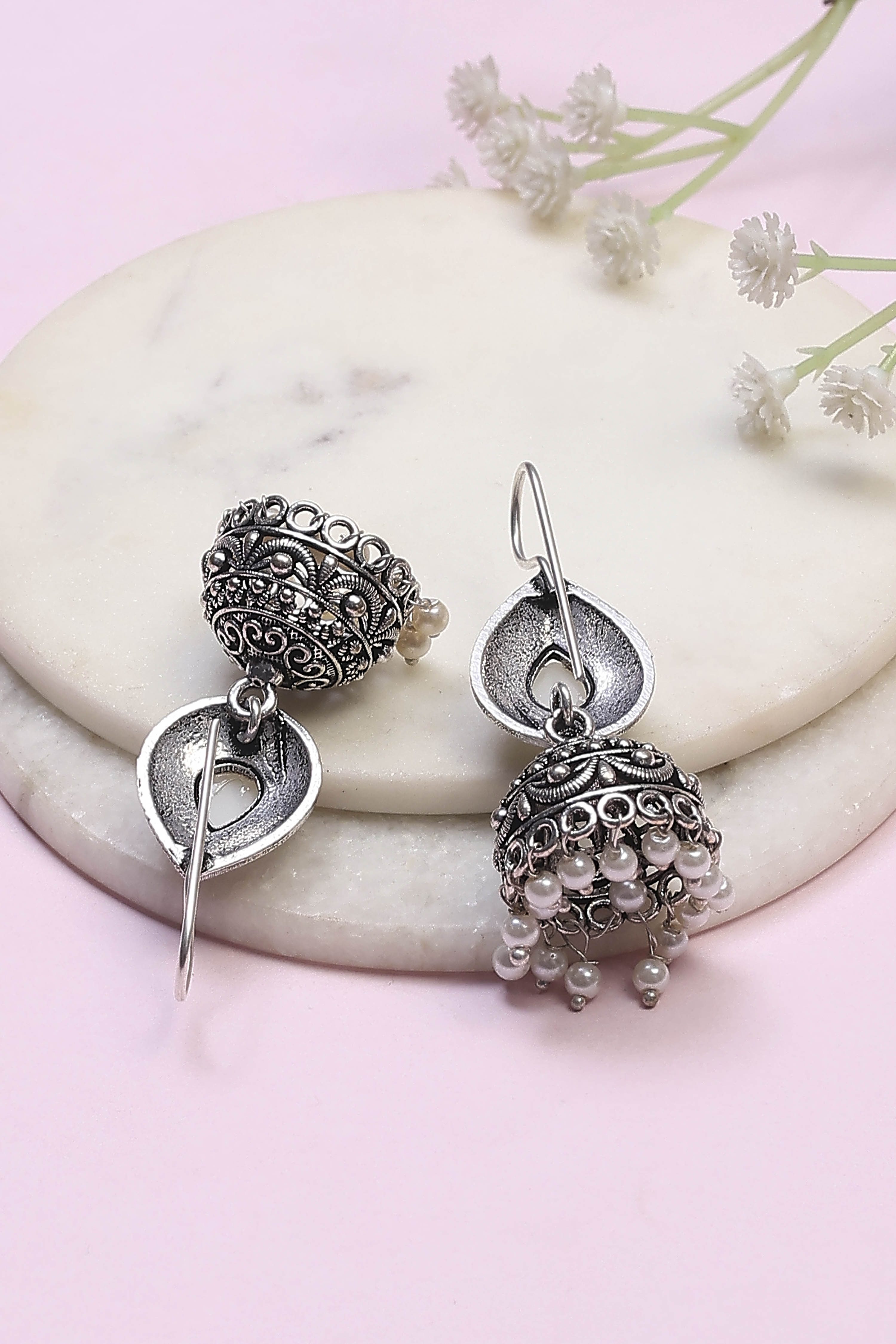 Pearl Brass Jhumka image number 2