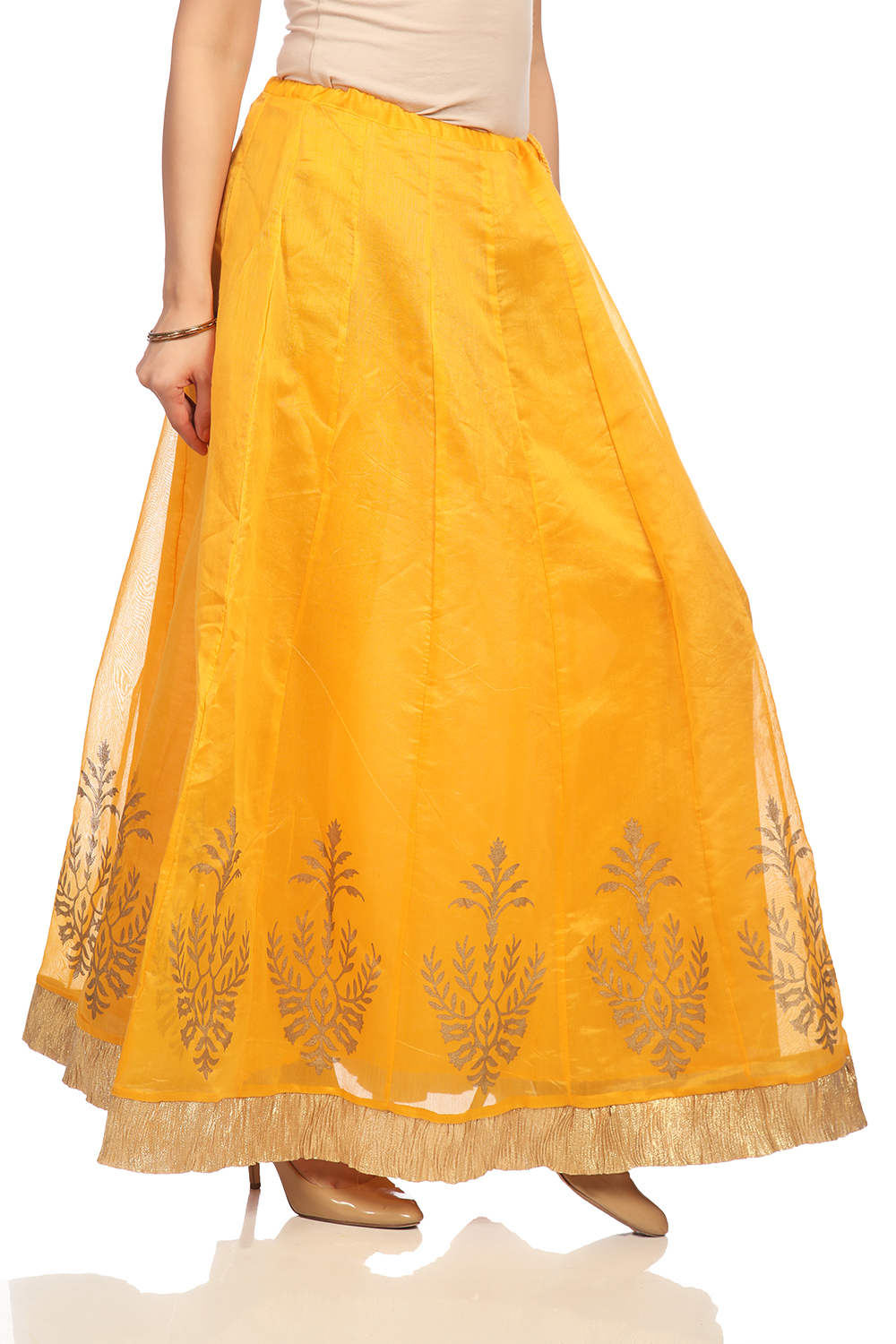 Mustard Poly Cotton Skirt image number 1