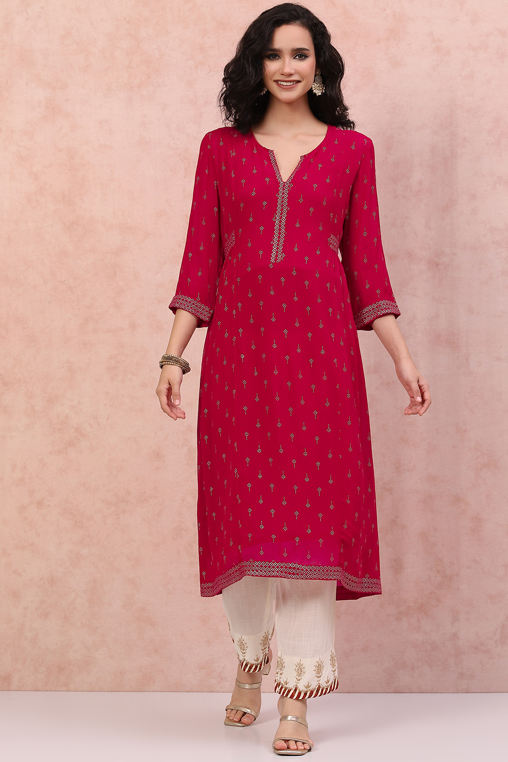 Pink Art Silk Kurta Dress image number 0