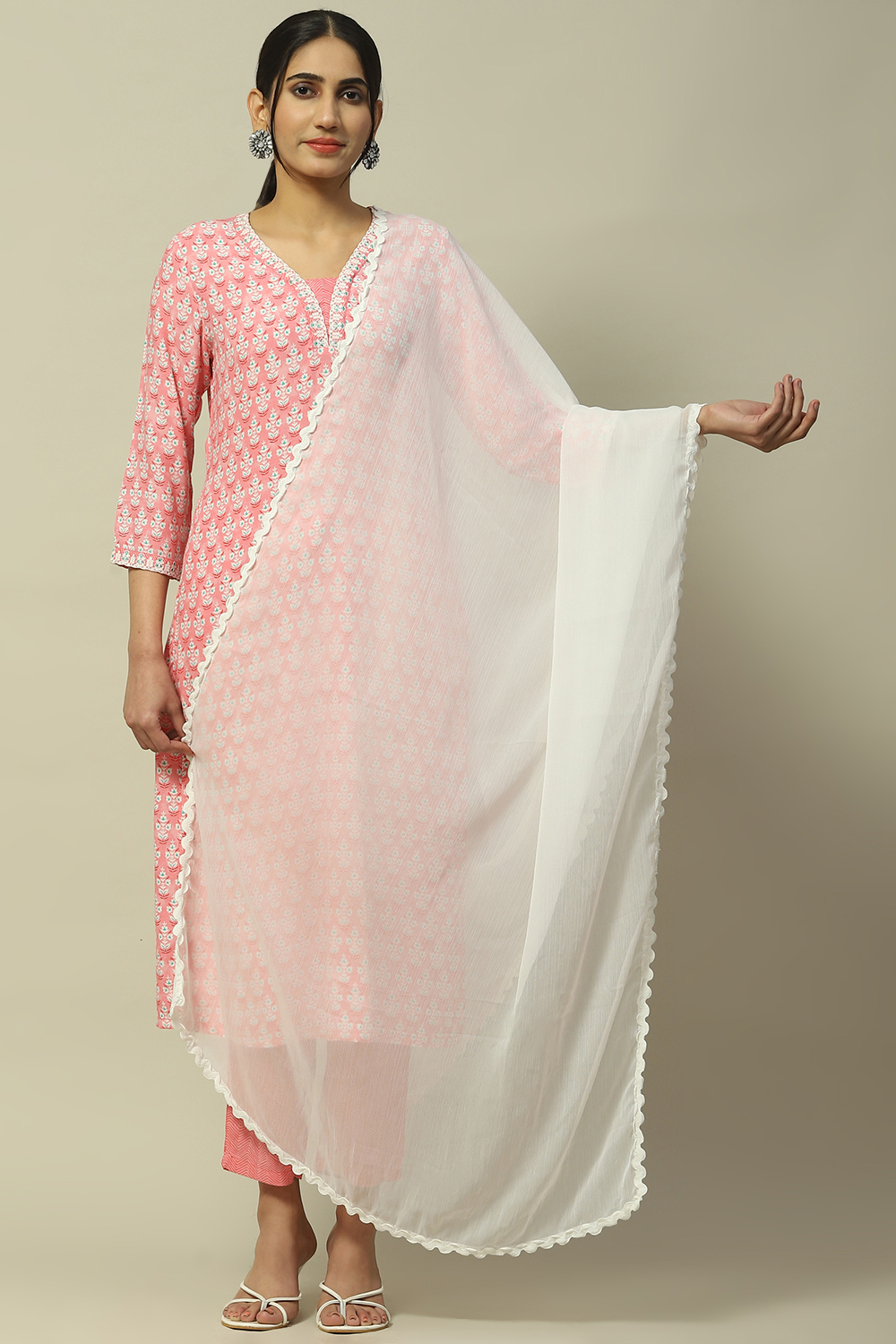 White Poly Chiffon Dupatta image number 0