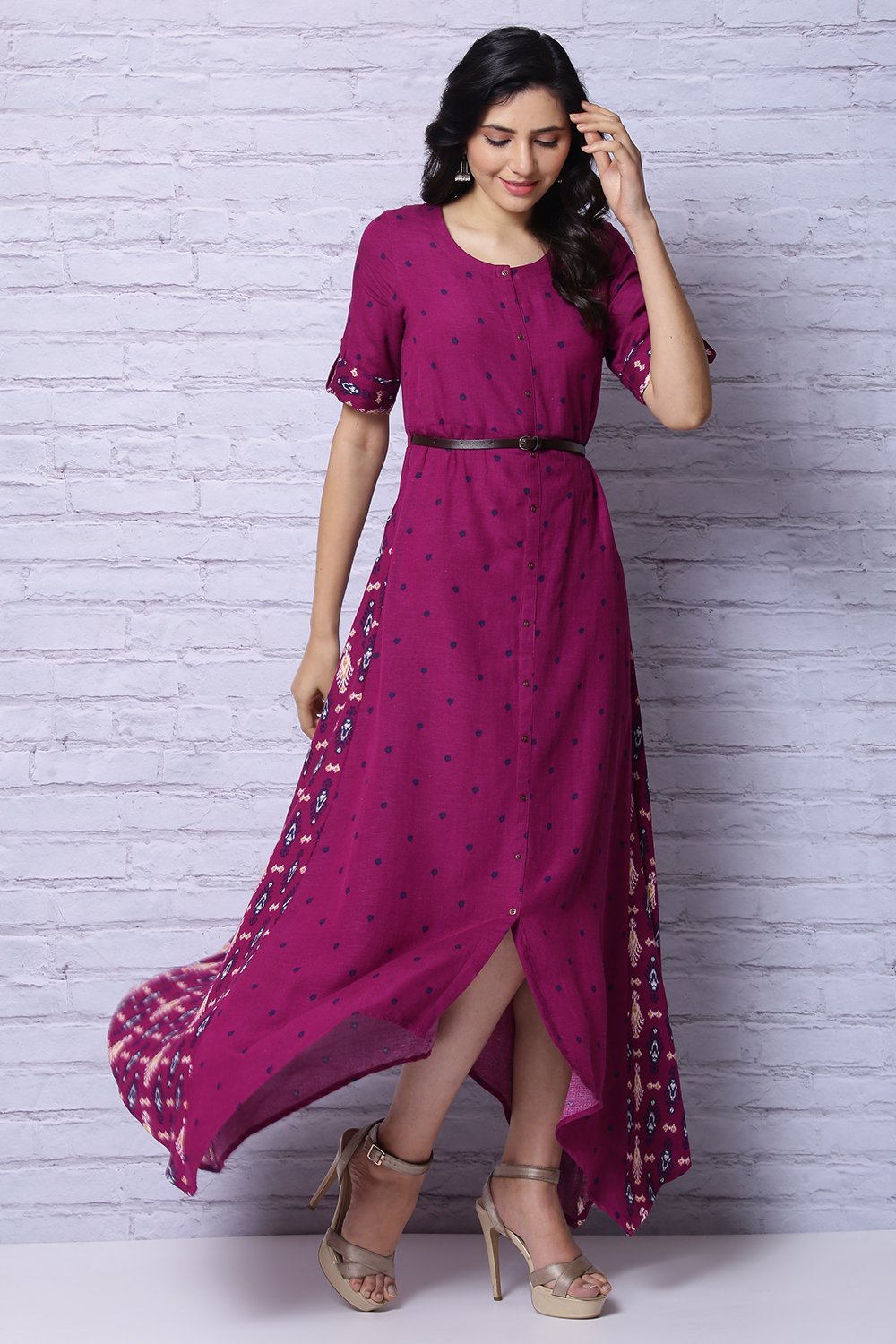 Phalsa Viscose Asymmetric Dress image number 4