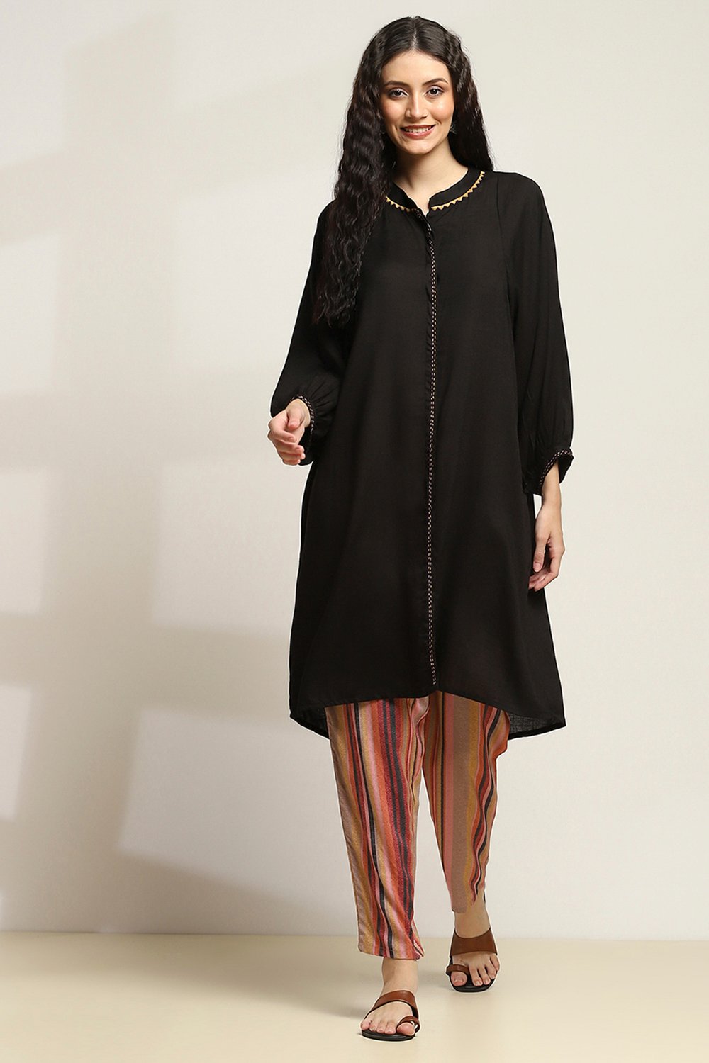 Black Viscose Rayon Straight SET image number 6