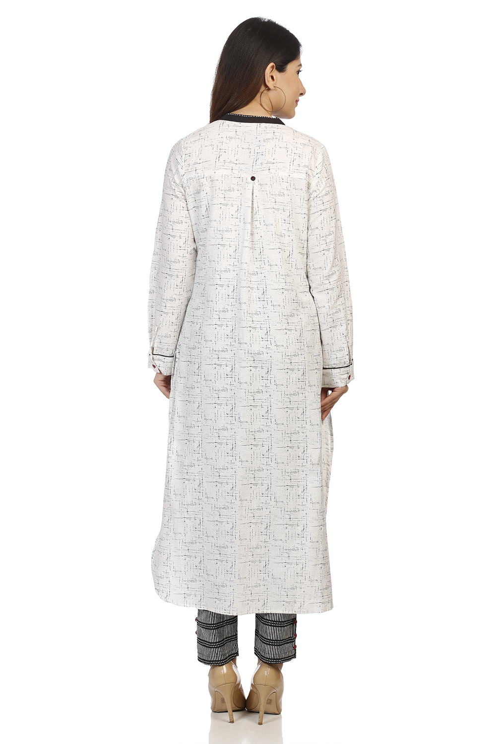 Ecru A Line Cotton Kurta image number 5