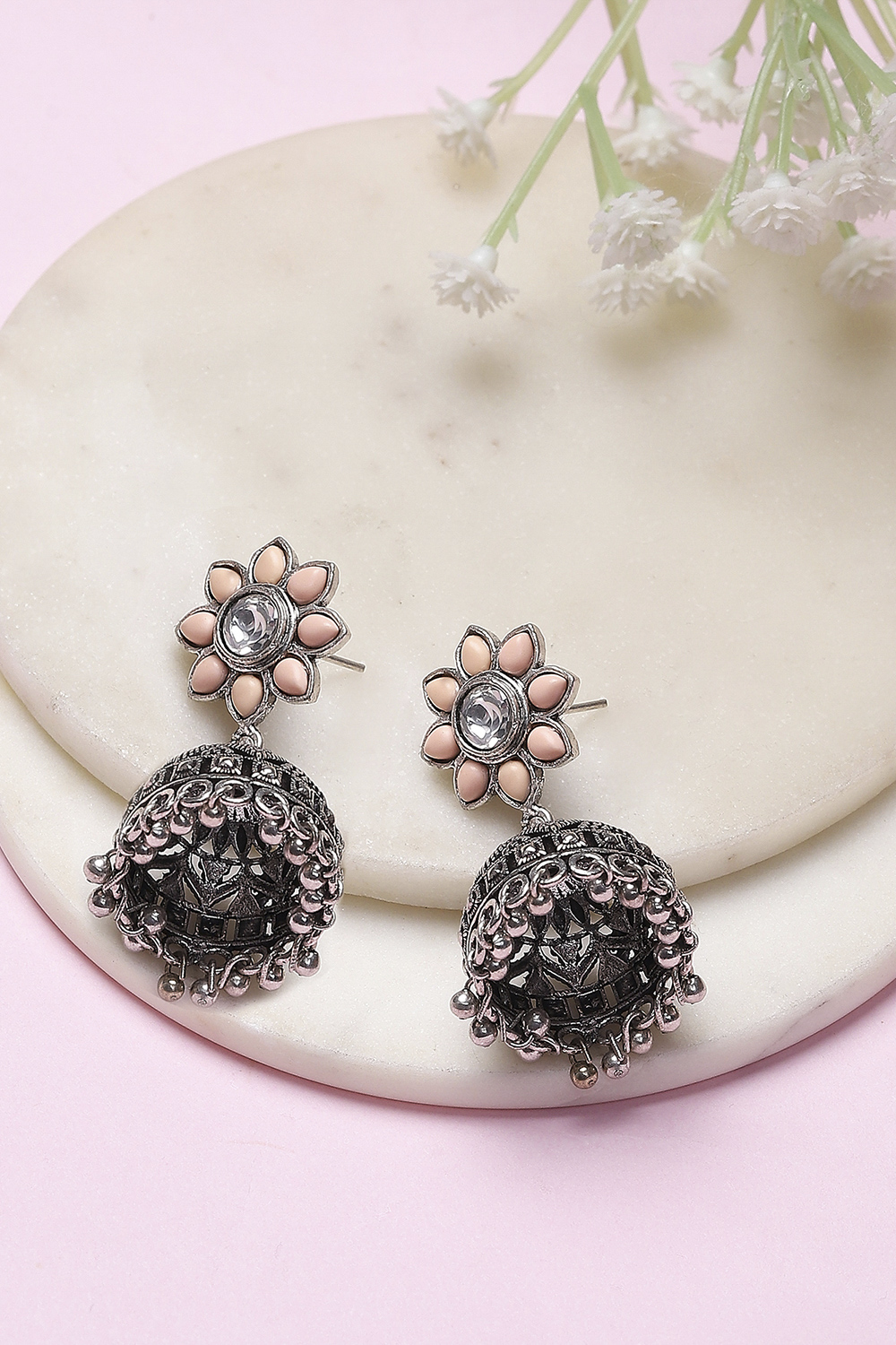 Pink Brass Jhumka image number 0