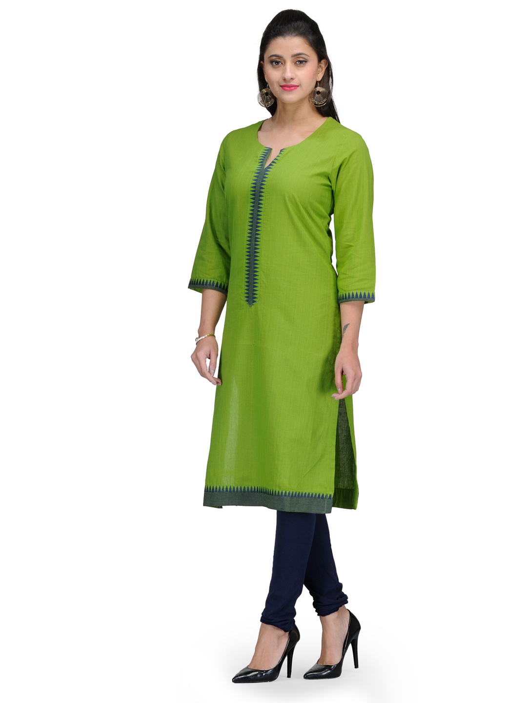 Green Cotton Straight Kurta image number 2