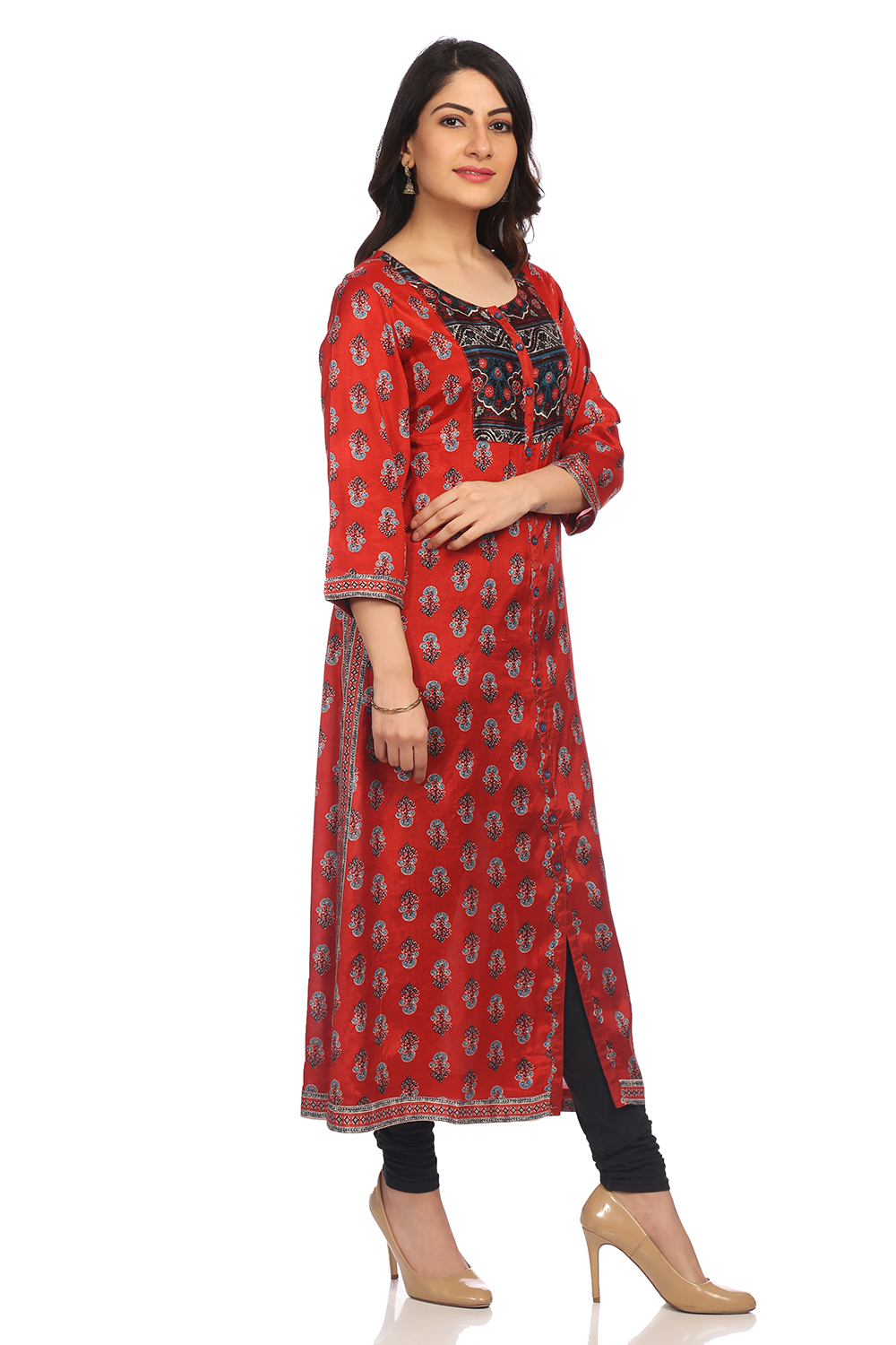 Rust Straight Viscose Kurta image number 2