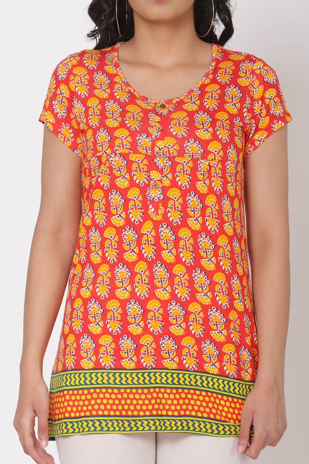 Orange Viscose Indie Top image number 1