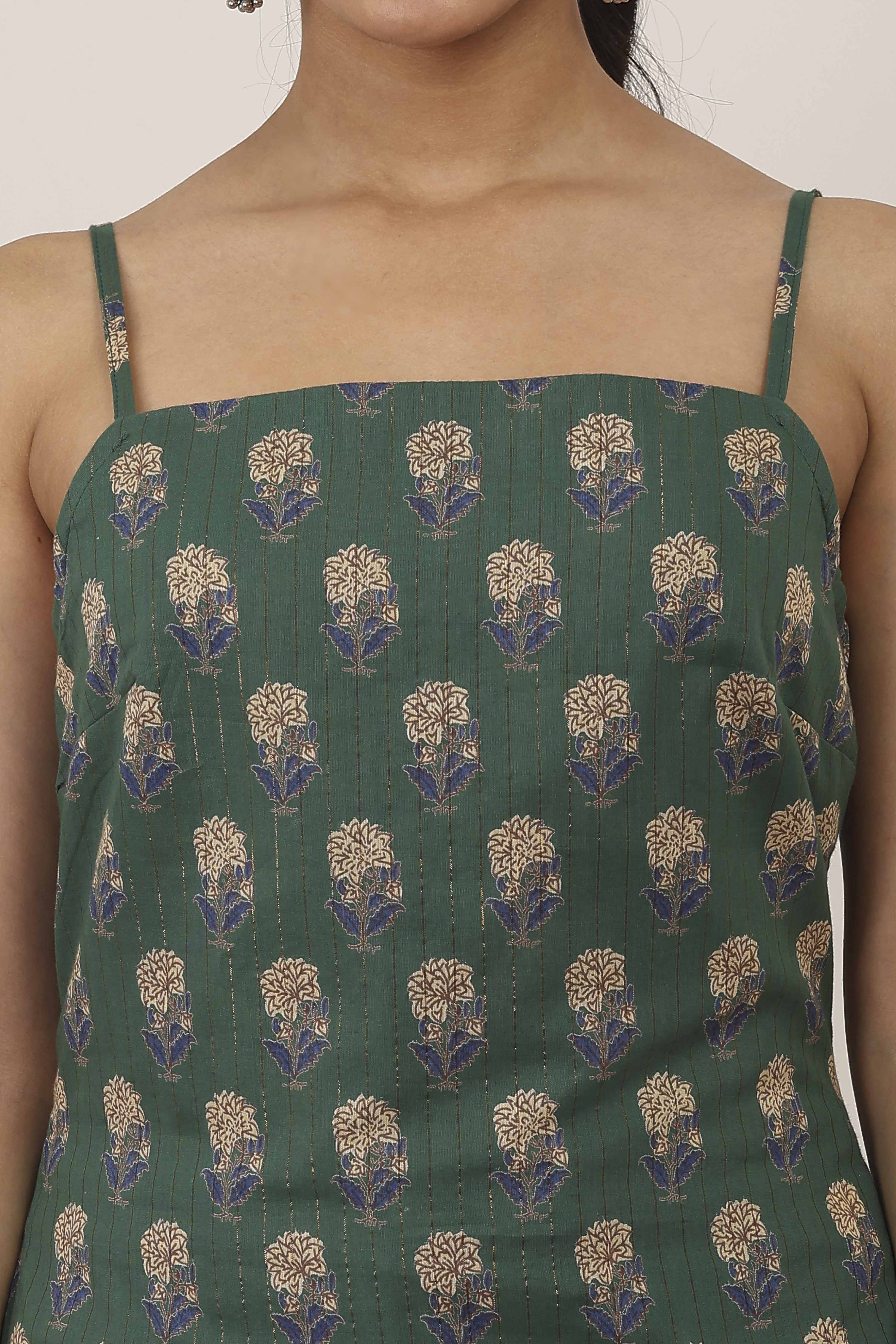 Green Cotton Straight Kurtas image number 1