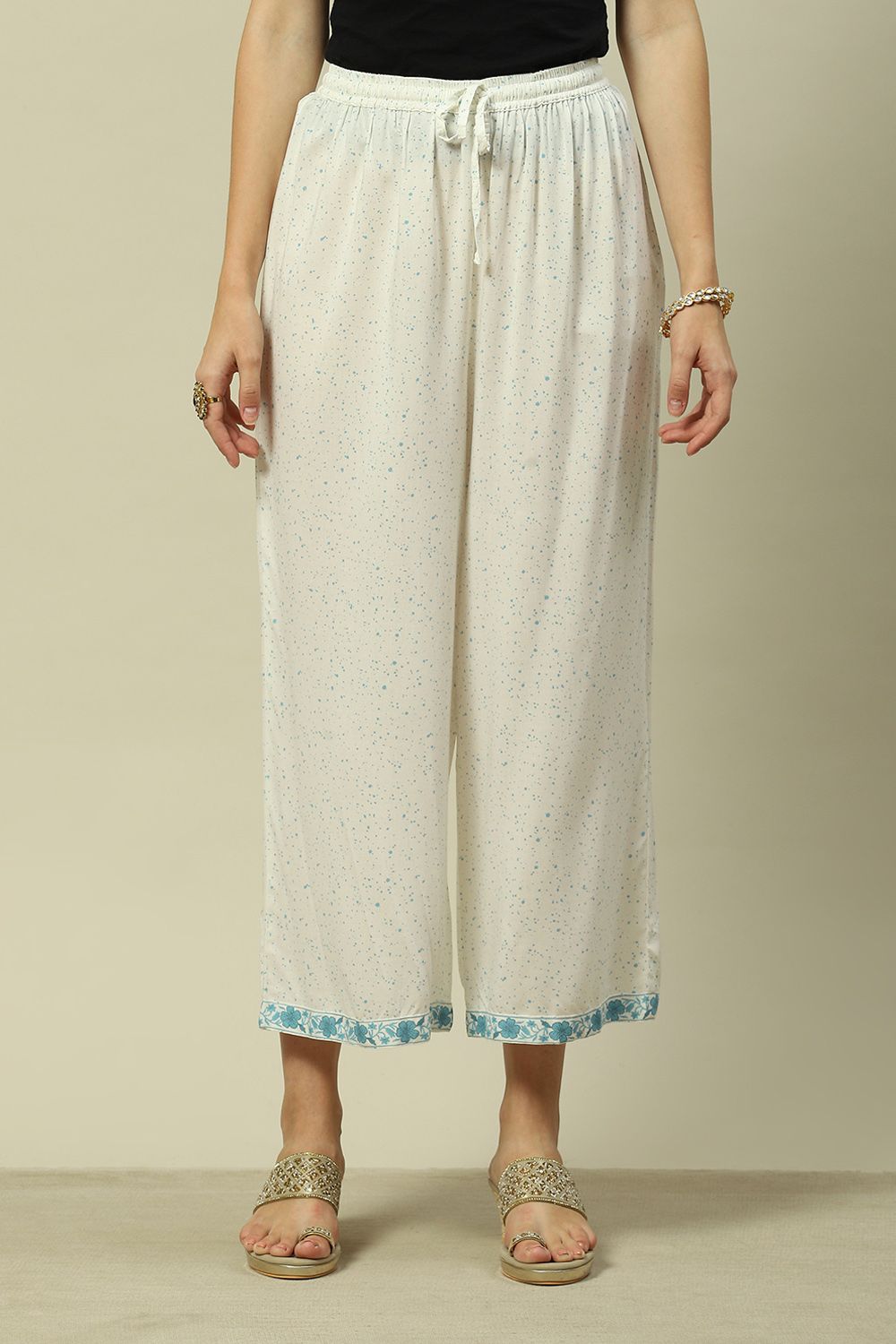 Green LIVA Straight Printed Palazzo image number 5