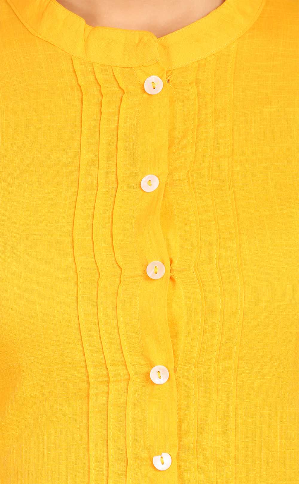 Yellow Straight Cotton Kurta image number 4