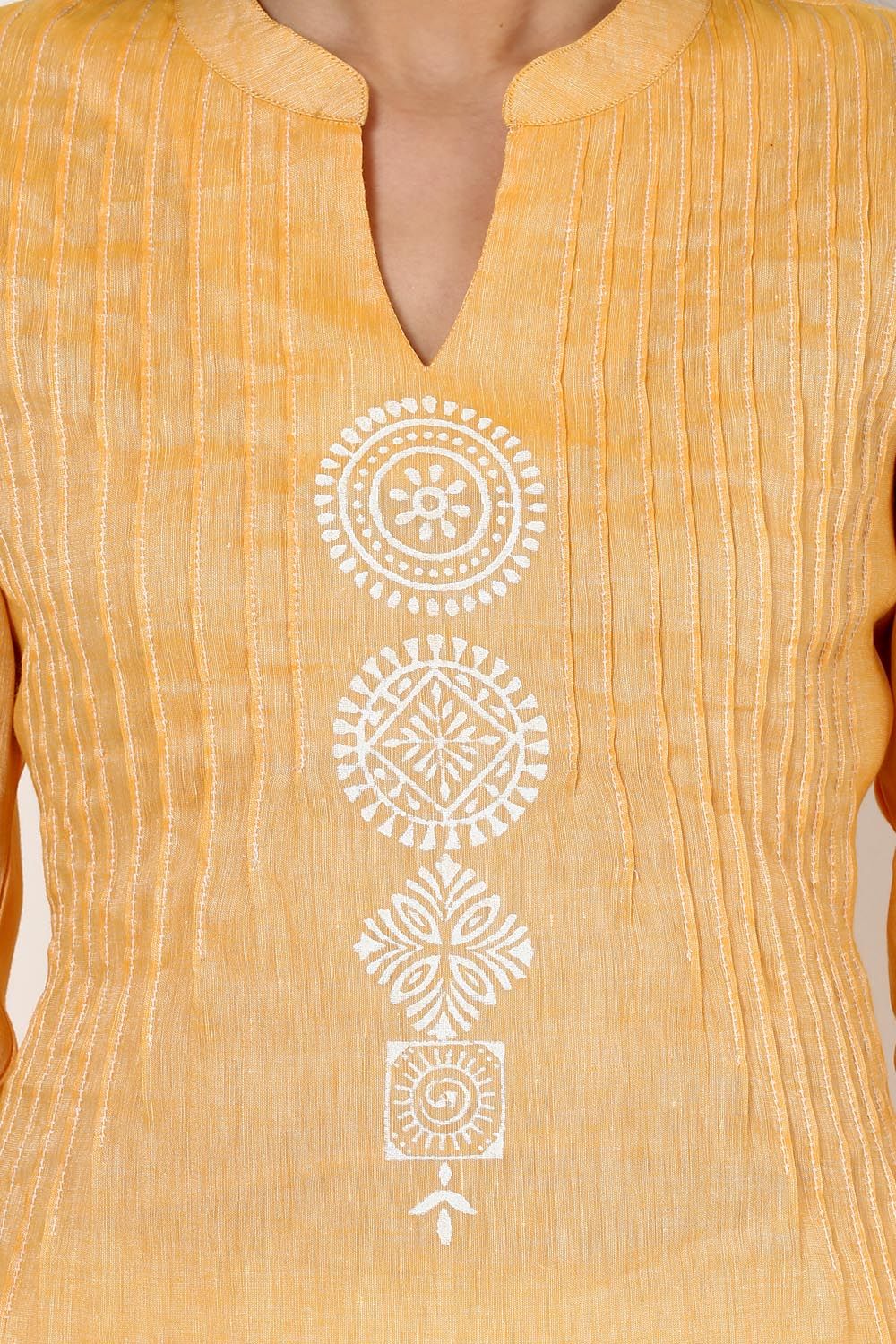 Ochre Straight Poly Cotton Kurta image number 4