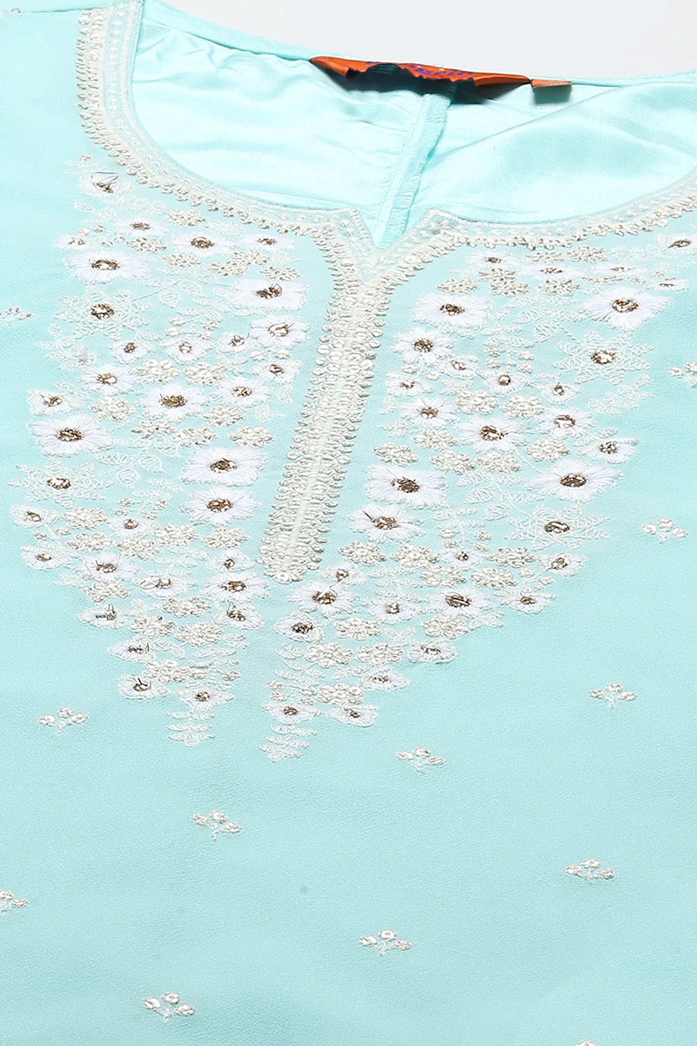 Aqua Blue Poly Georgette Kurta & Garara Suit Set image number 1