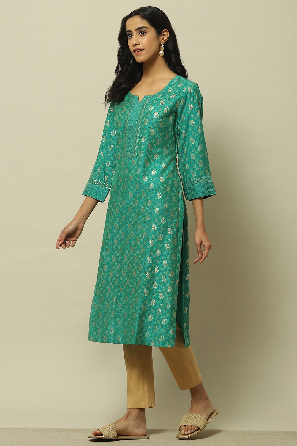 Green Viscose Straight Kurta image number 2